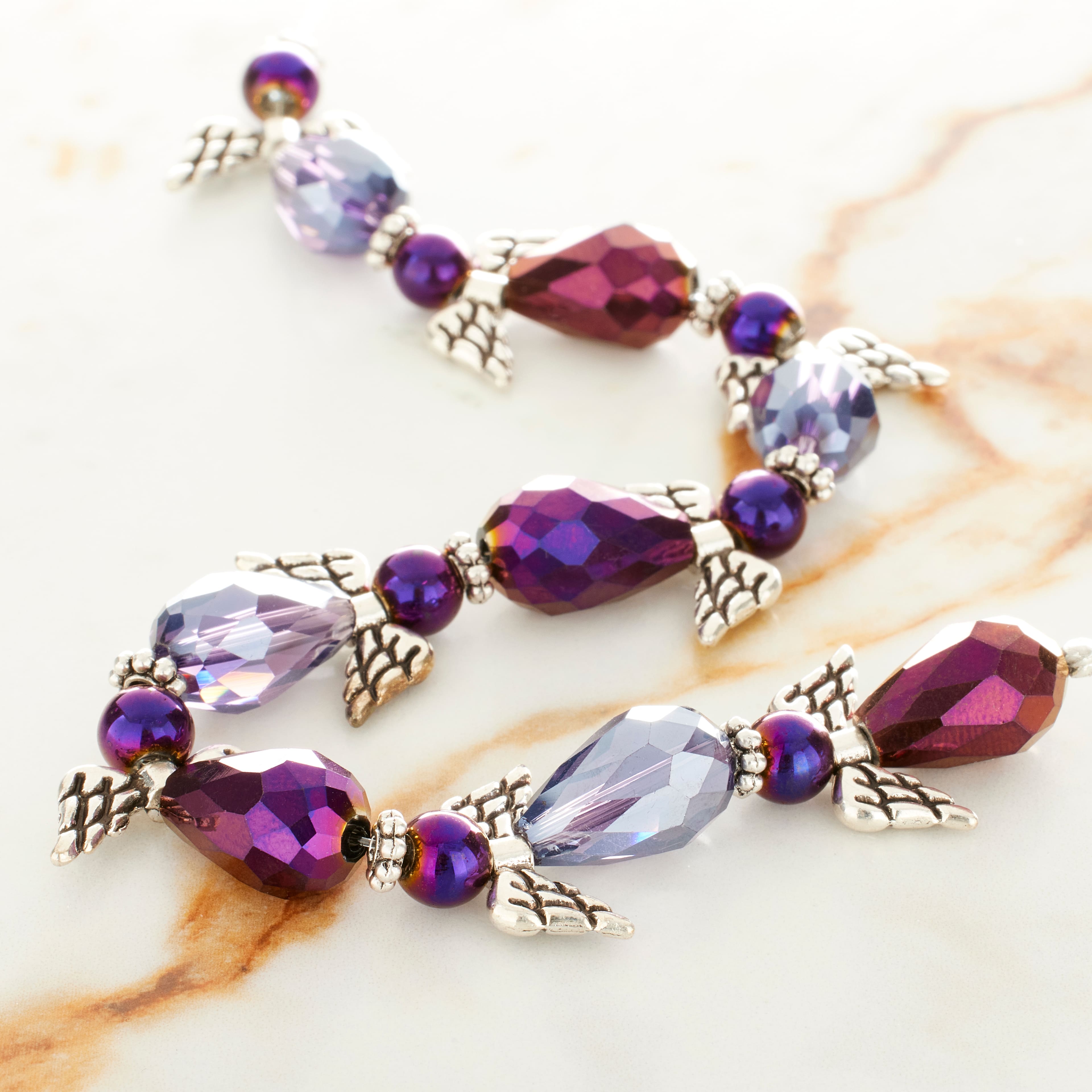 12 Pack: Purple Mix Glass & Metal Angel Beads by Bead Landing™