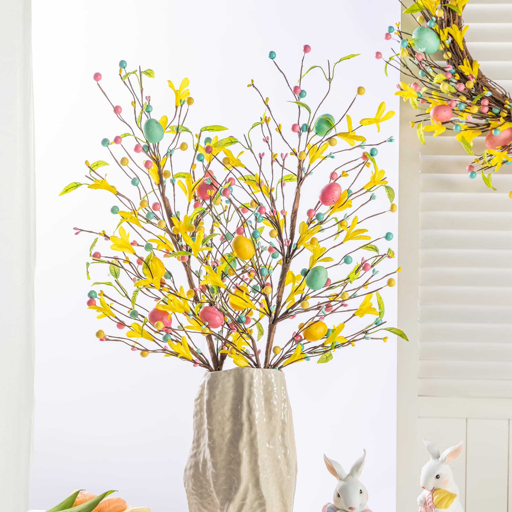Glitzhome® 28" Easter Berries, Eggs & Leaves Picks Set