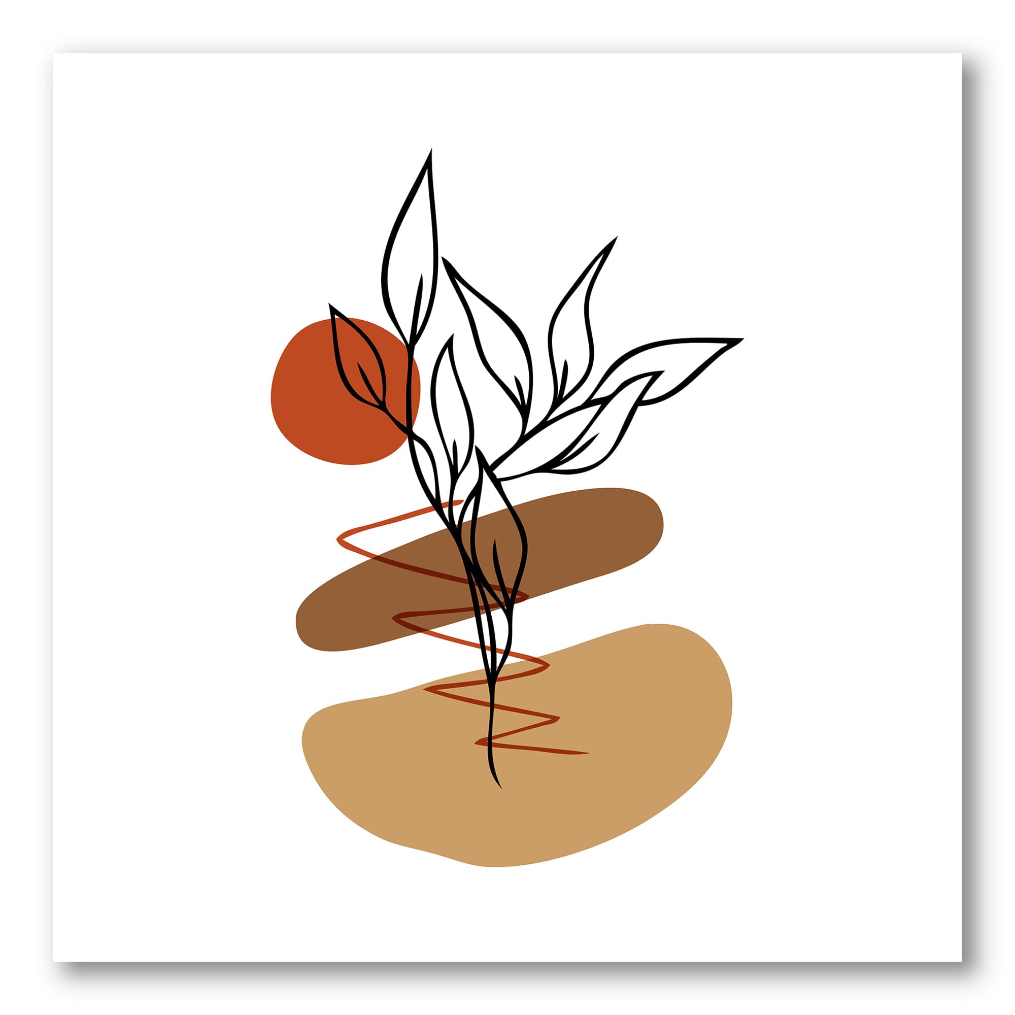 Designart - Elementary Shapes With Abstract Flowers Plants II - Modern Canvas Wall Art Print