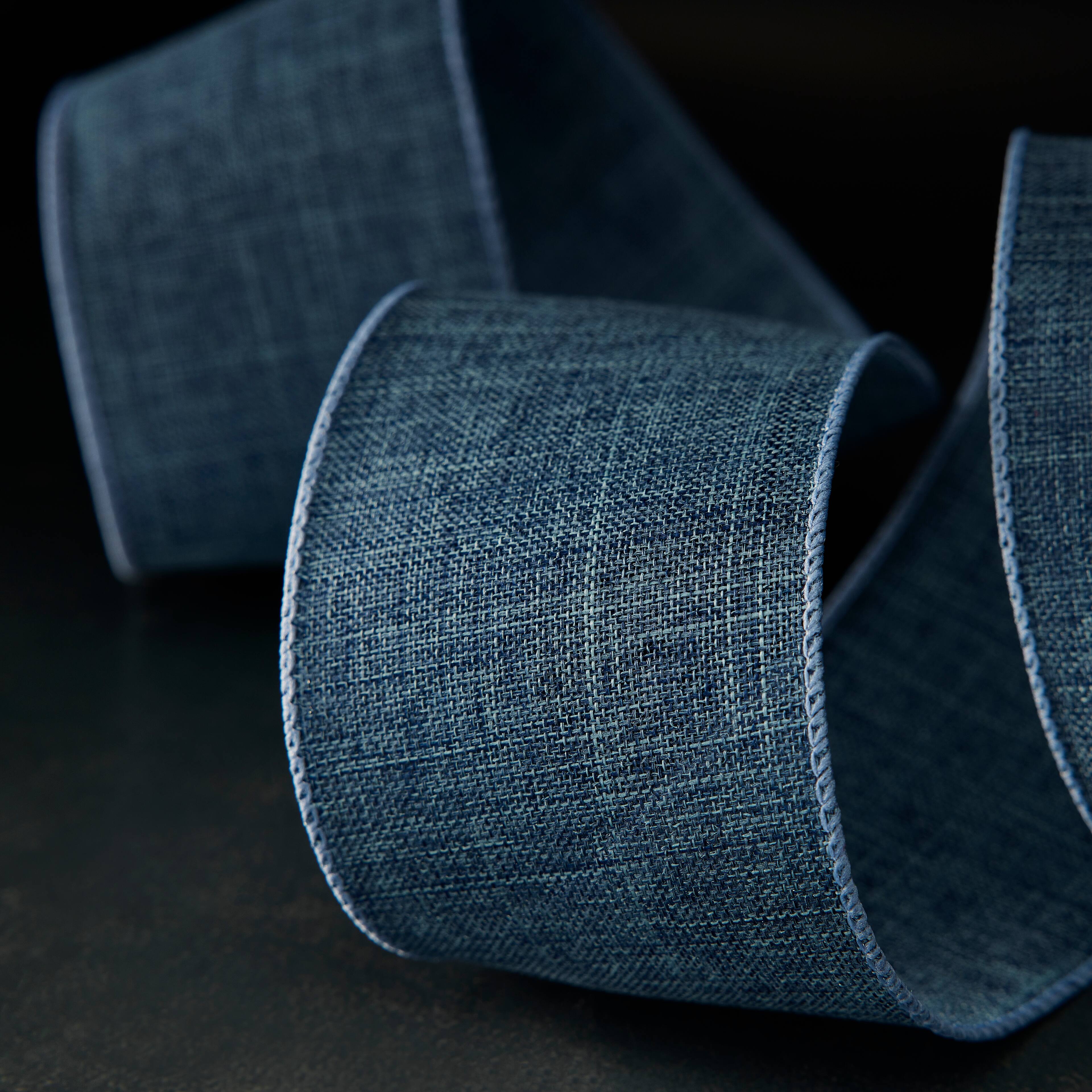 12 Pack: 2.5" x 25ft. Denim Faux Linen Wired Ribbon by Celebrate It™ Décor