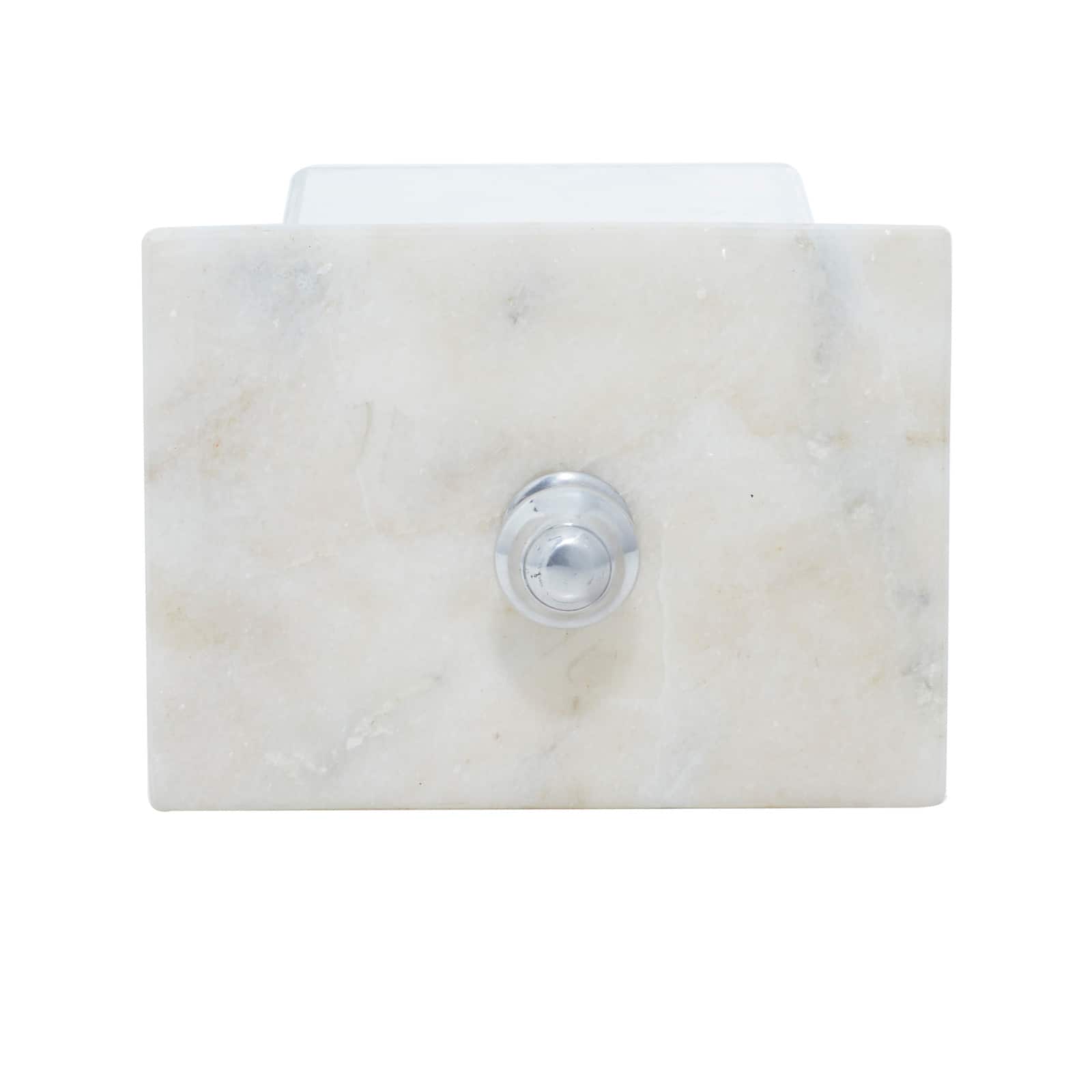 Gray Rectangular Aluminum Jewelry Box with Stoneware Lid