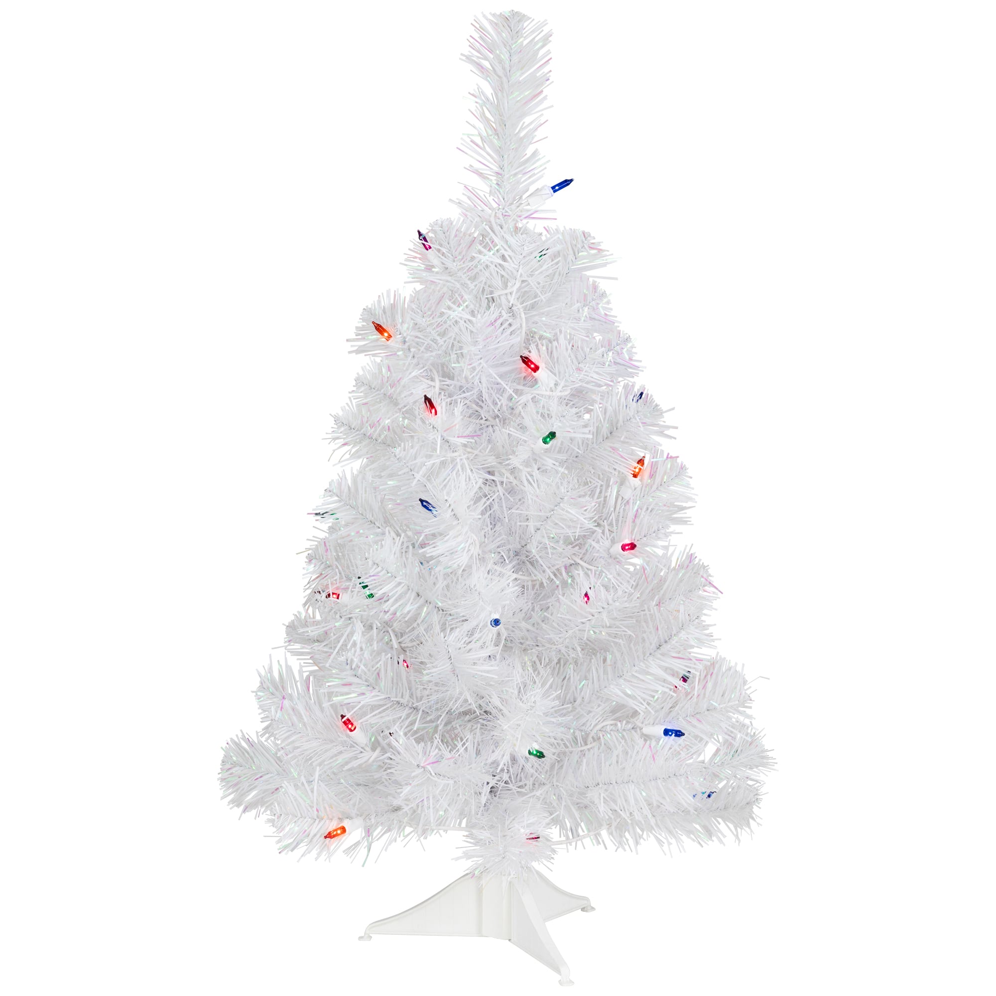 2ft. Pre-Lit White Rockport Pine Artificial Christmas Tree, Multicolor Lights