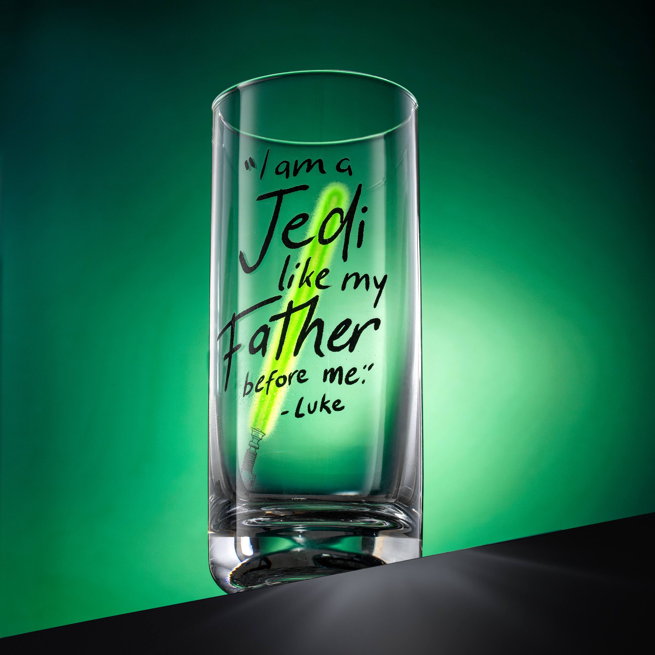JoyJolt® Star Wars™ 14.2oz. New Hope Luke Skywalker Green Lightsaber Tall Drinking Glass, 2ct.