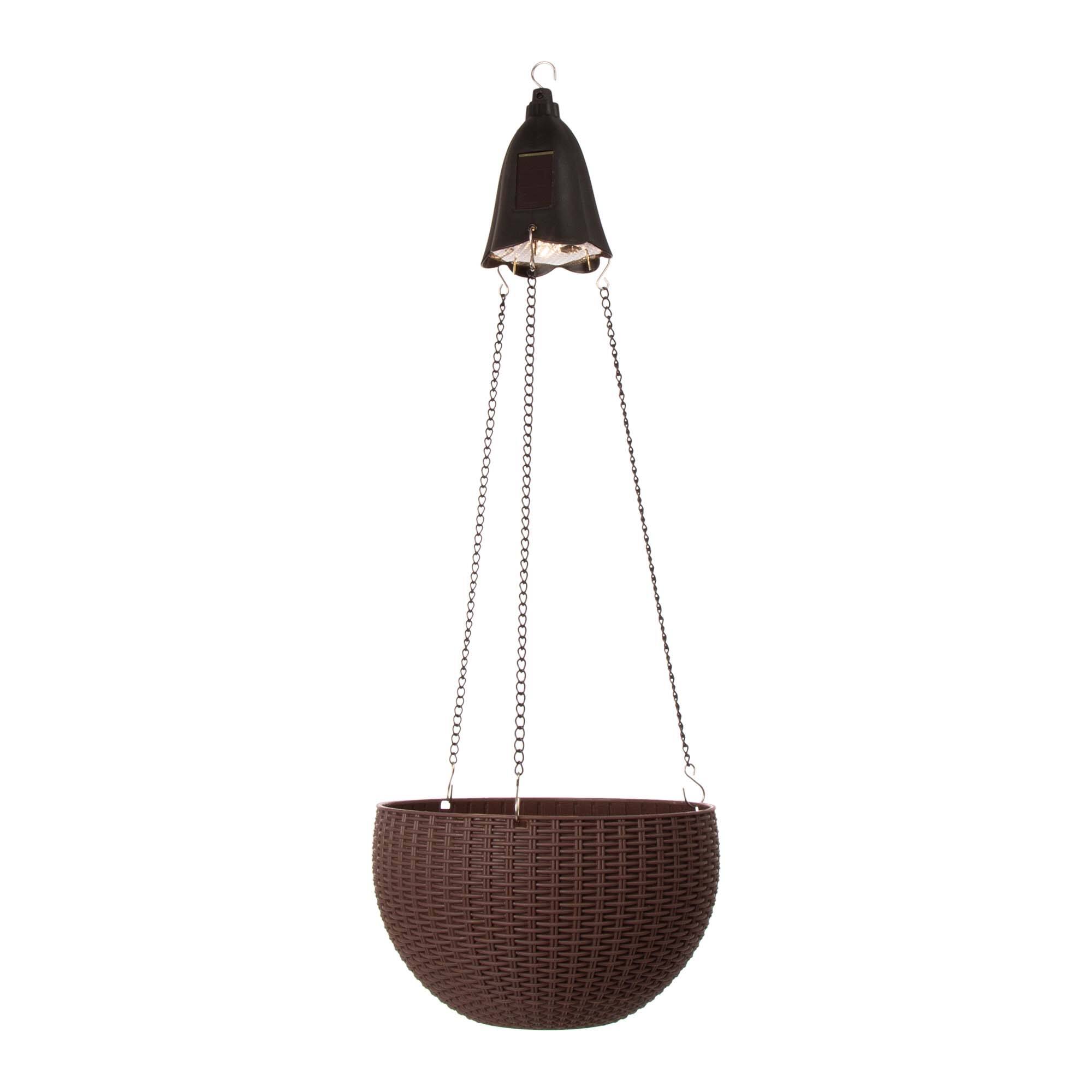 Glitzhome® 30" Solar Lighted Hanging Basket Planter