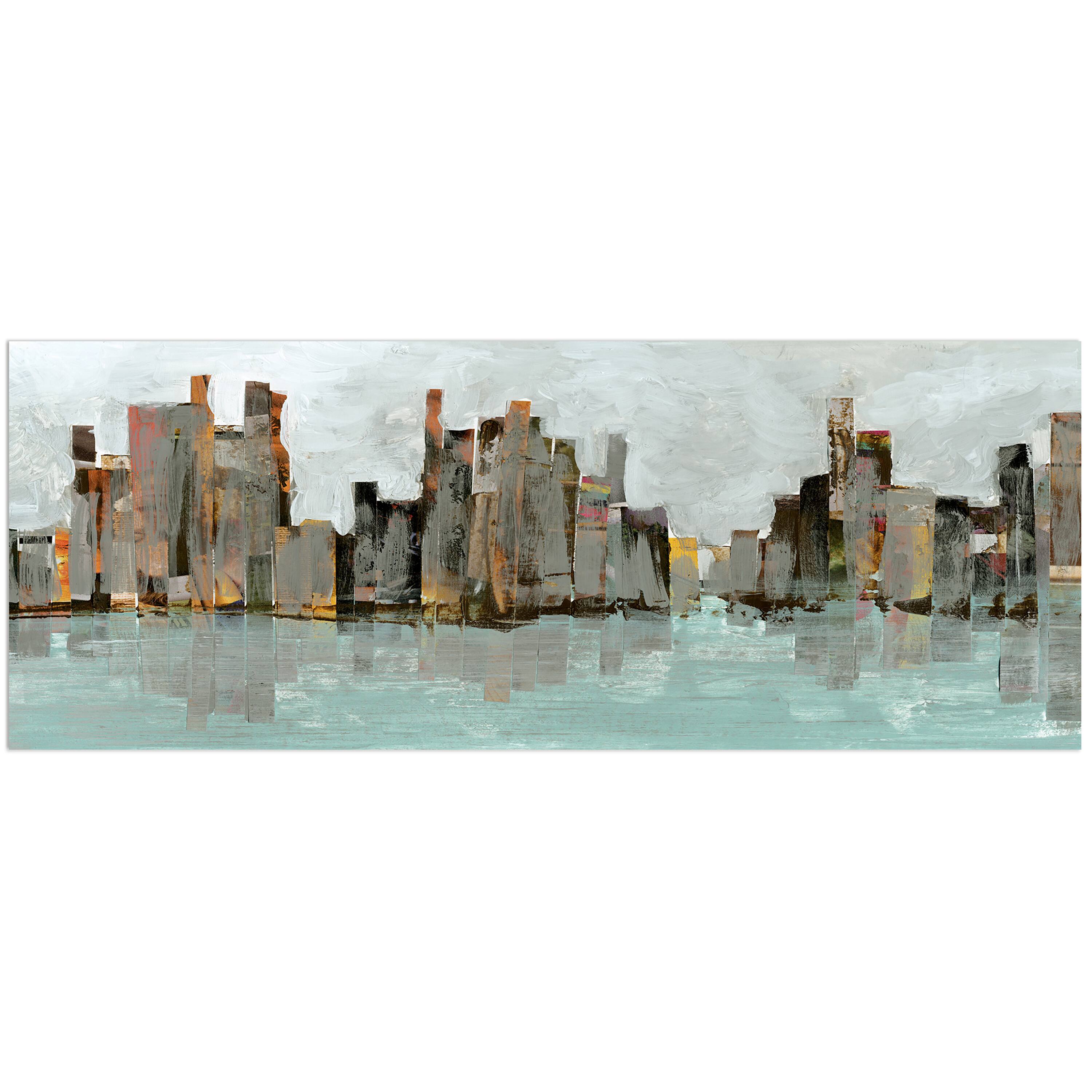Empire Art Direct 63" x 24" City Abstract Chicago Skyline Frameless Printed Tempered Glass Wall Art