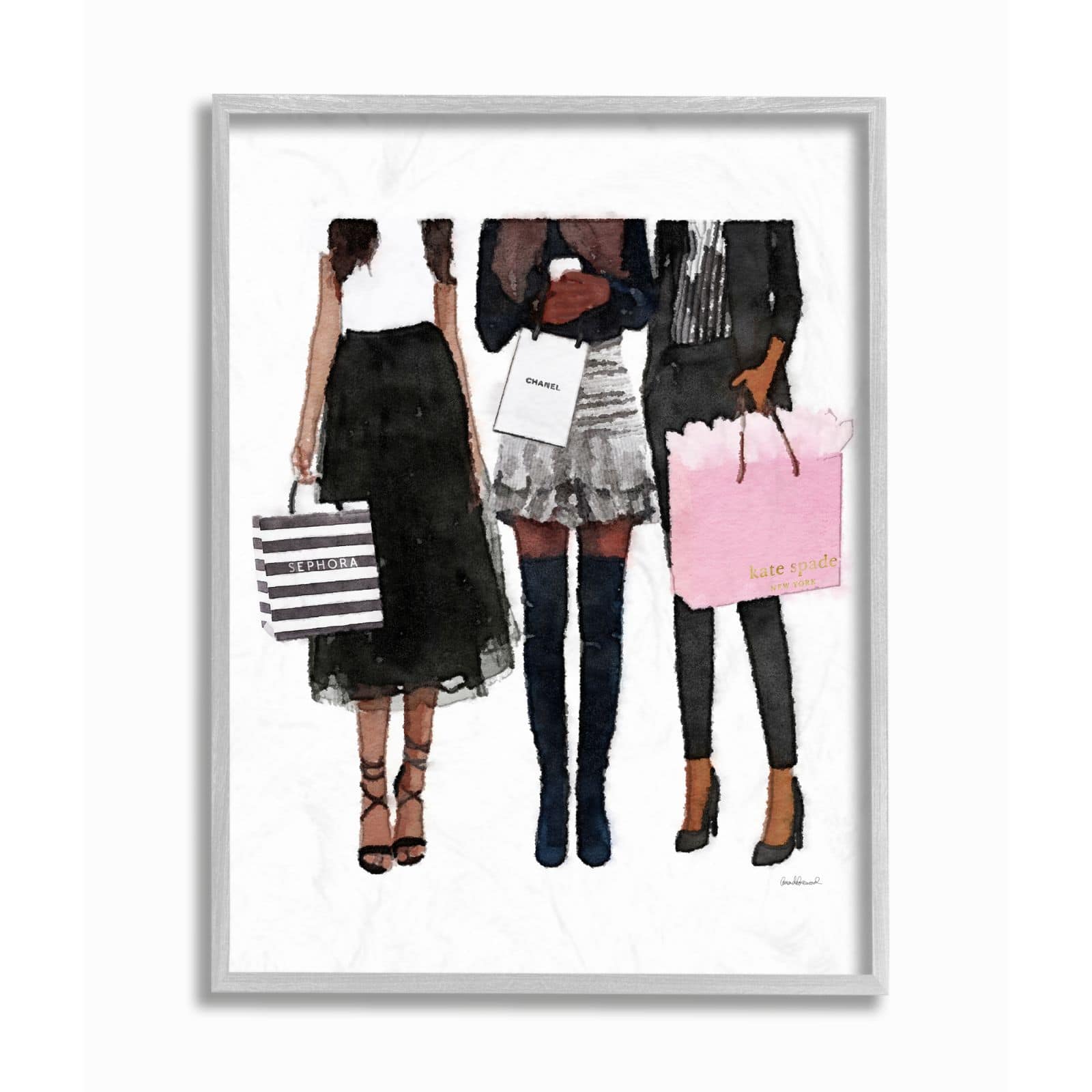 Stupell Industries Fashion Models Glam Brands Watercolor Framed Wall Art