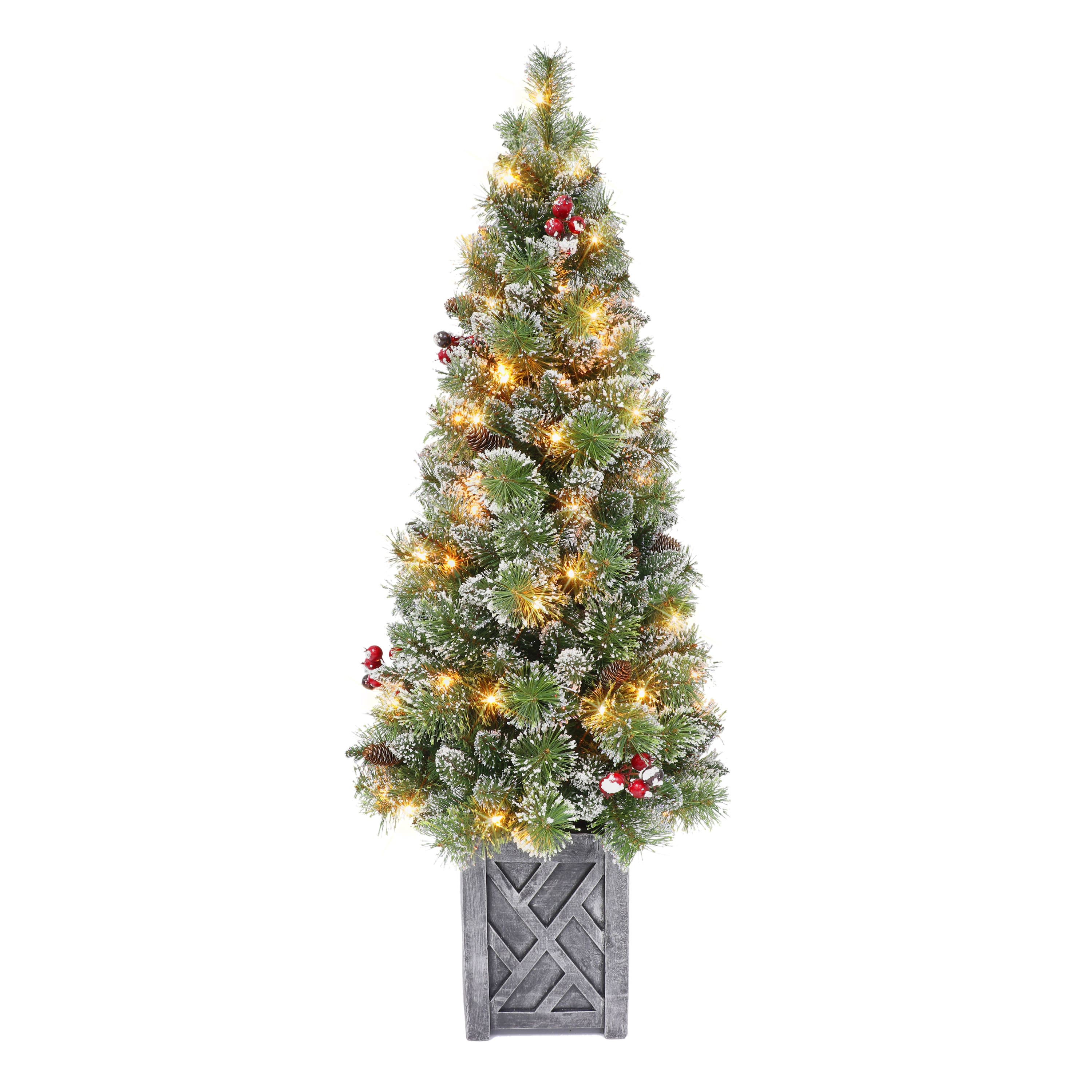 5ft. Pre-Lit Vancouver Pine Artificial Potted Christmas Tree, Clear Lights