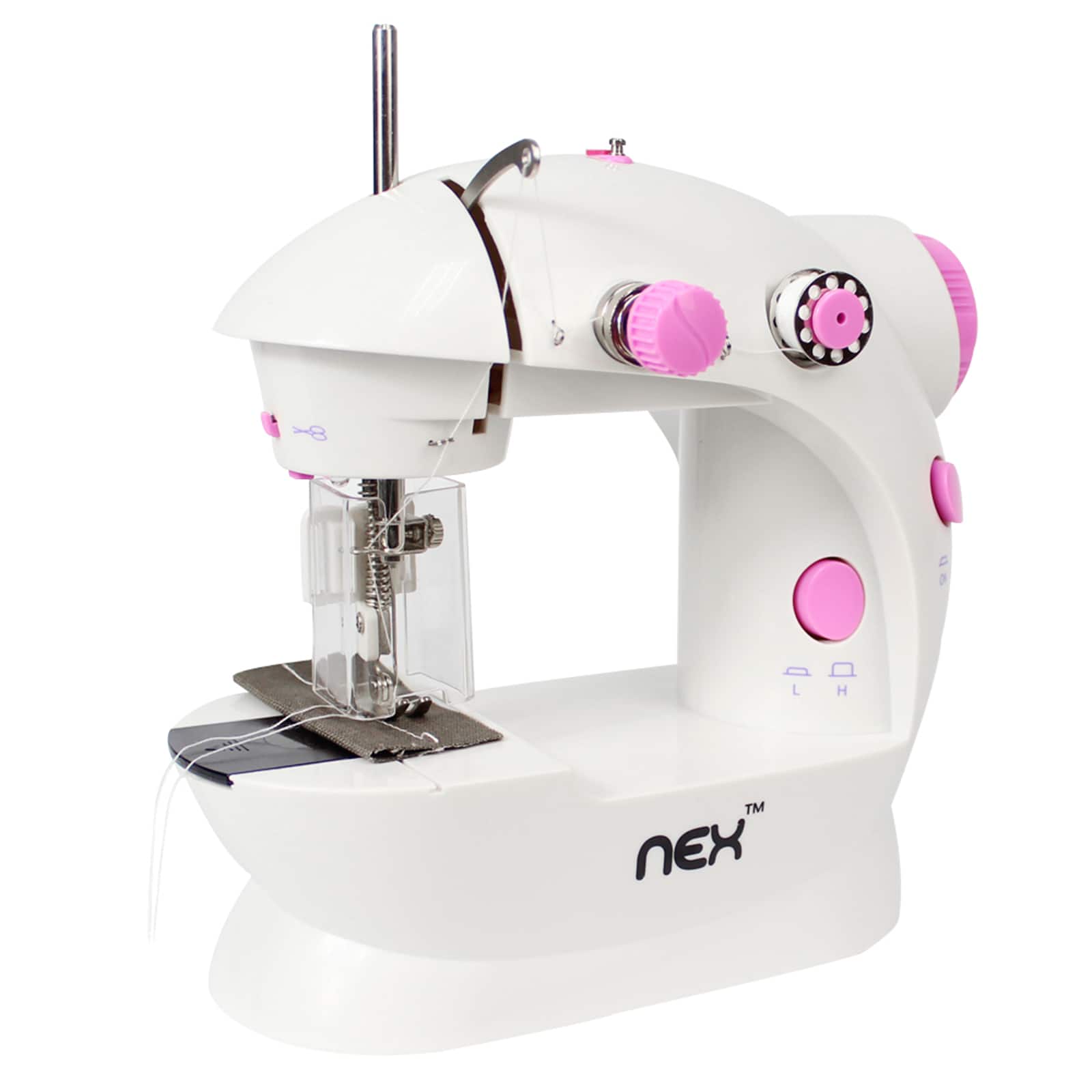 NEX™ Cute Pink Flex-Speed Double-Thread Cordless Easy Sewing Machine with Needle Protector