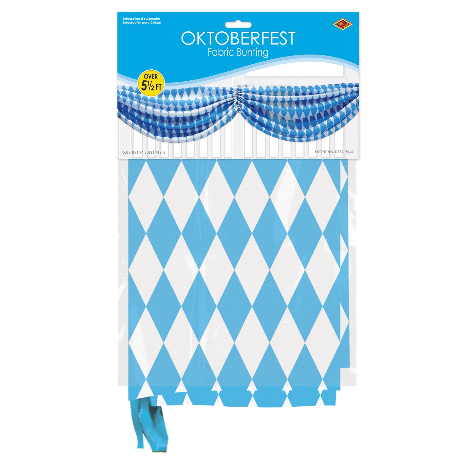 Beistle 5.75ft. Blue & White Harlequin Oktoberfest Fabric Bunting