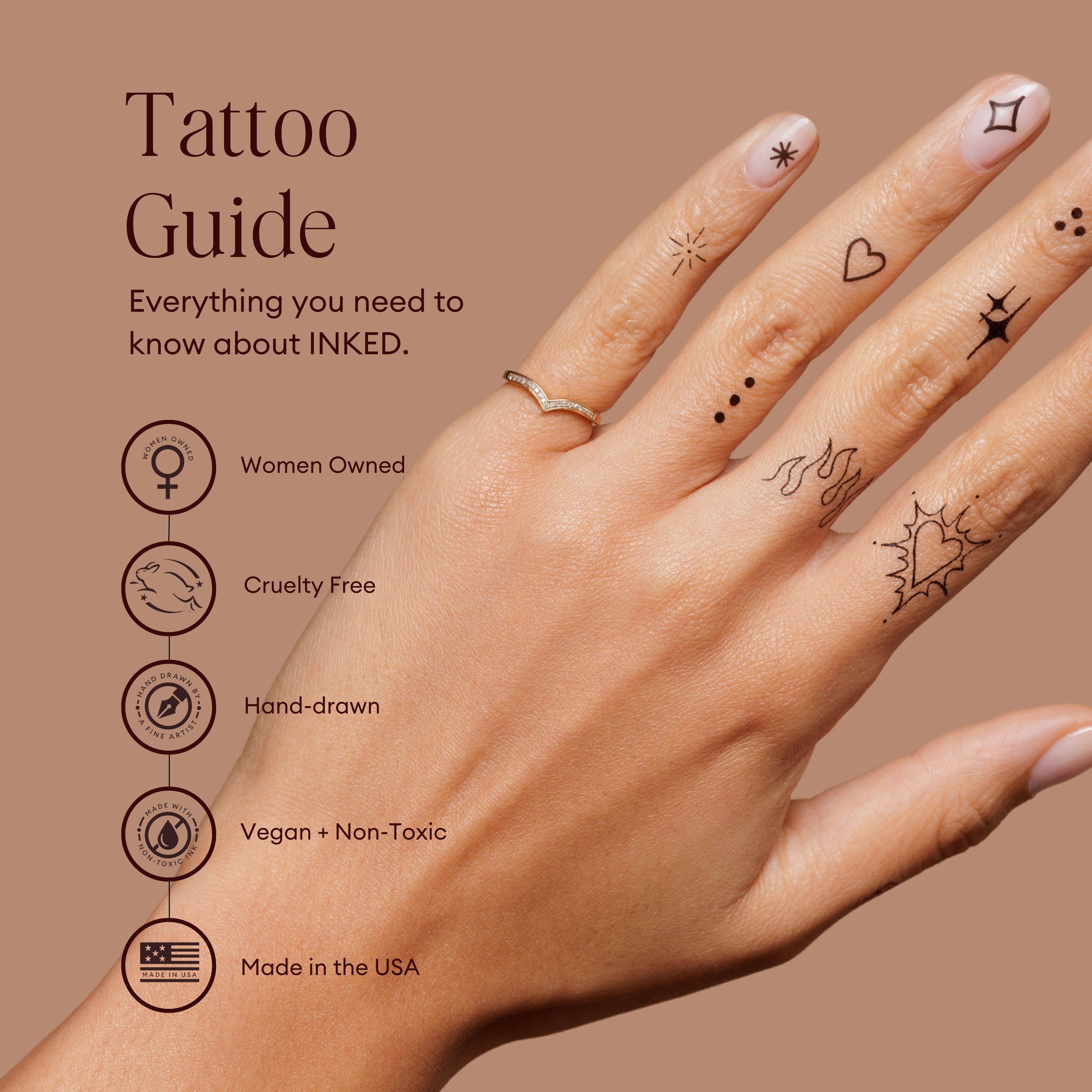 Inked2 Tiny Tats Hand Drawn Temporary Nail Art Tattoos