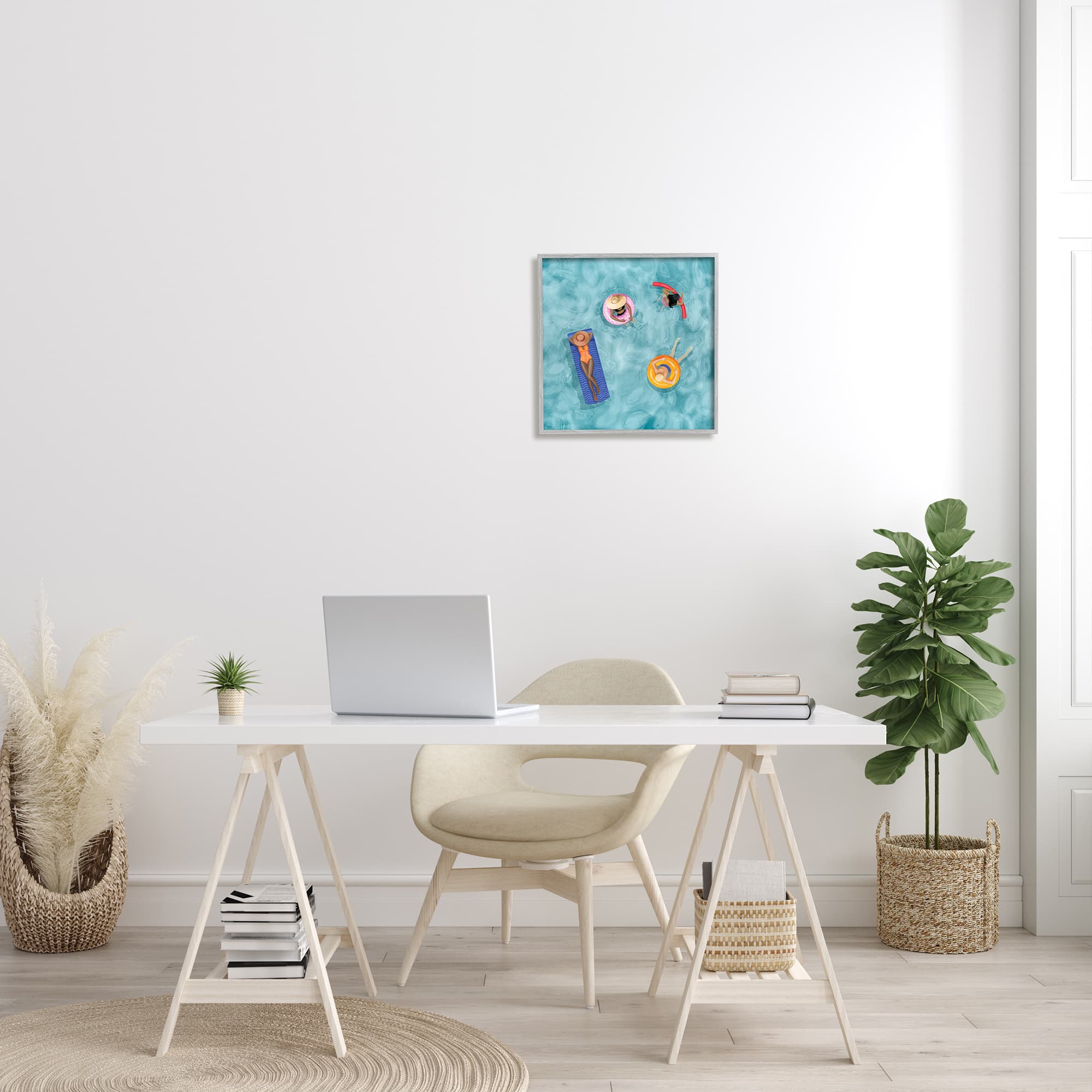 Stupell Industries Group of People Lounging In Water Pool Toys in Frame Wall Art