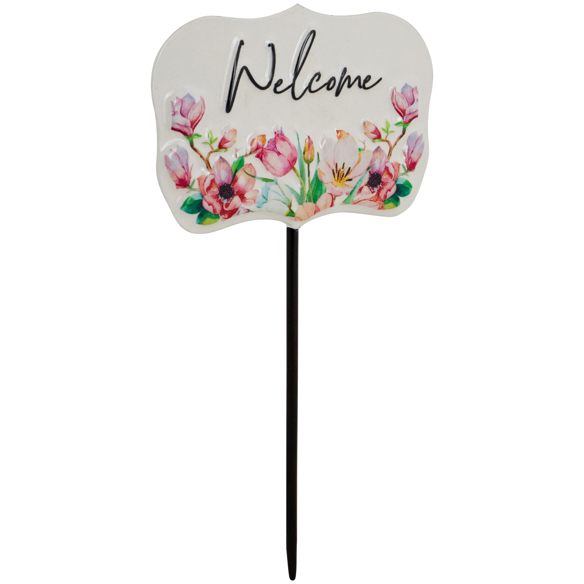 8" Floral Welcome Yard Metal Garden Stake