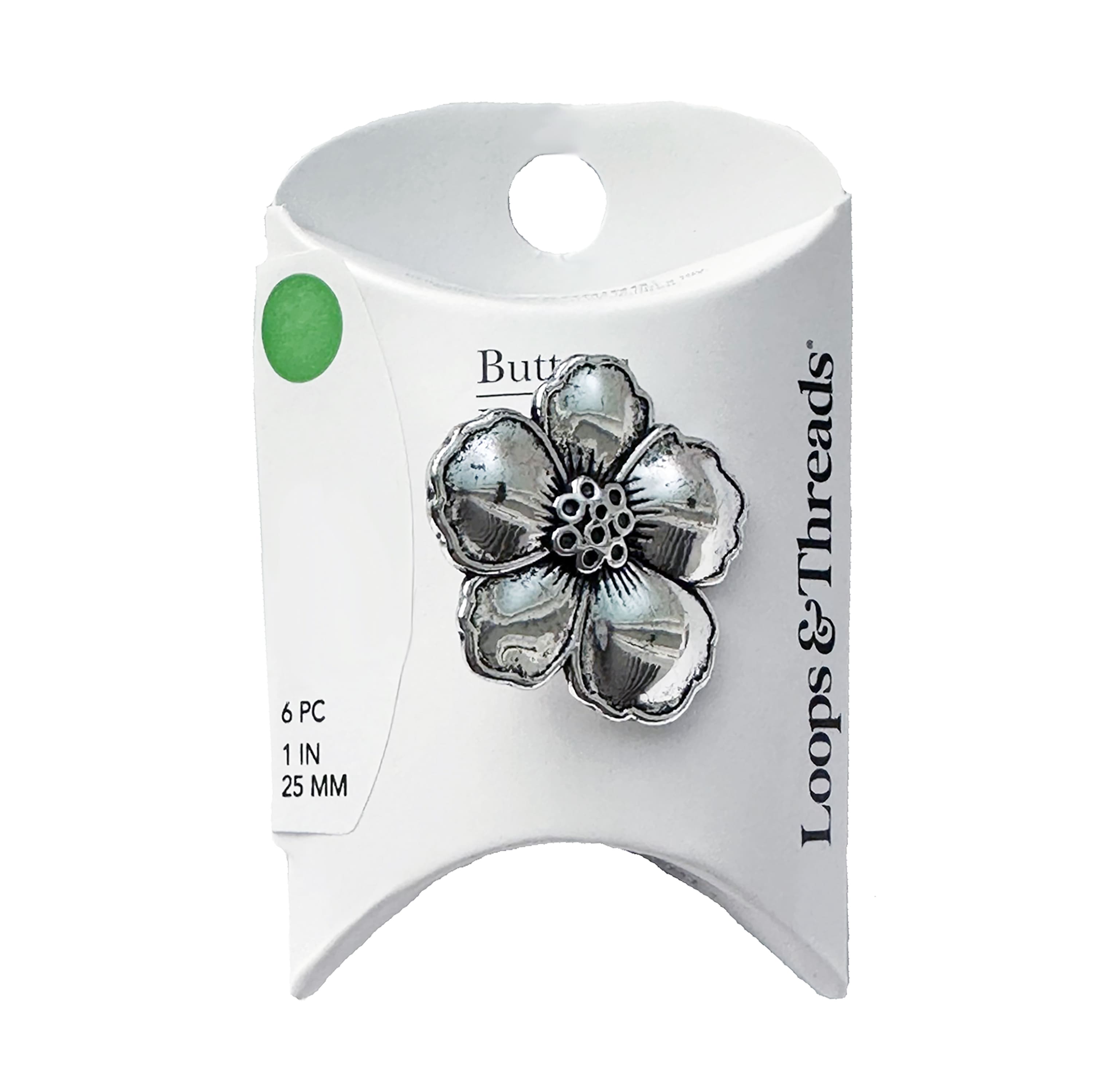 25mm Antique Silver Metal Flower Buttons, 6ct. by Loops & Threads®