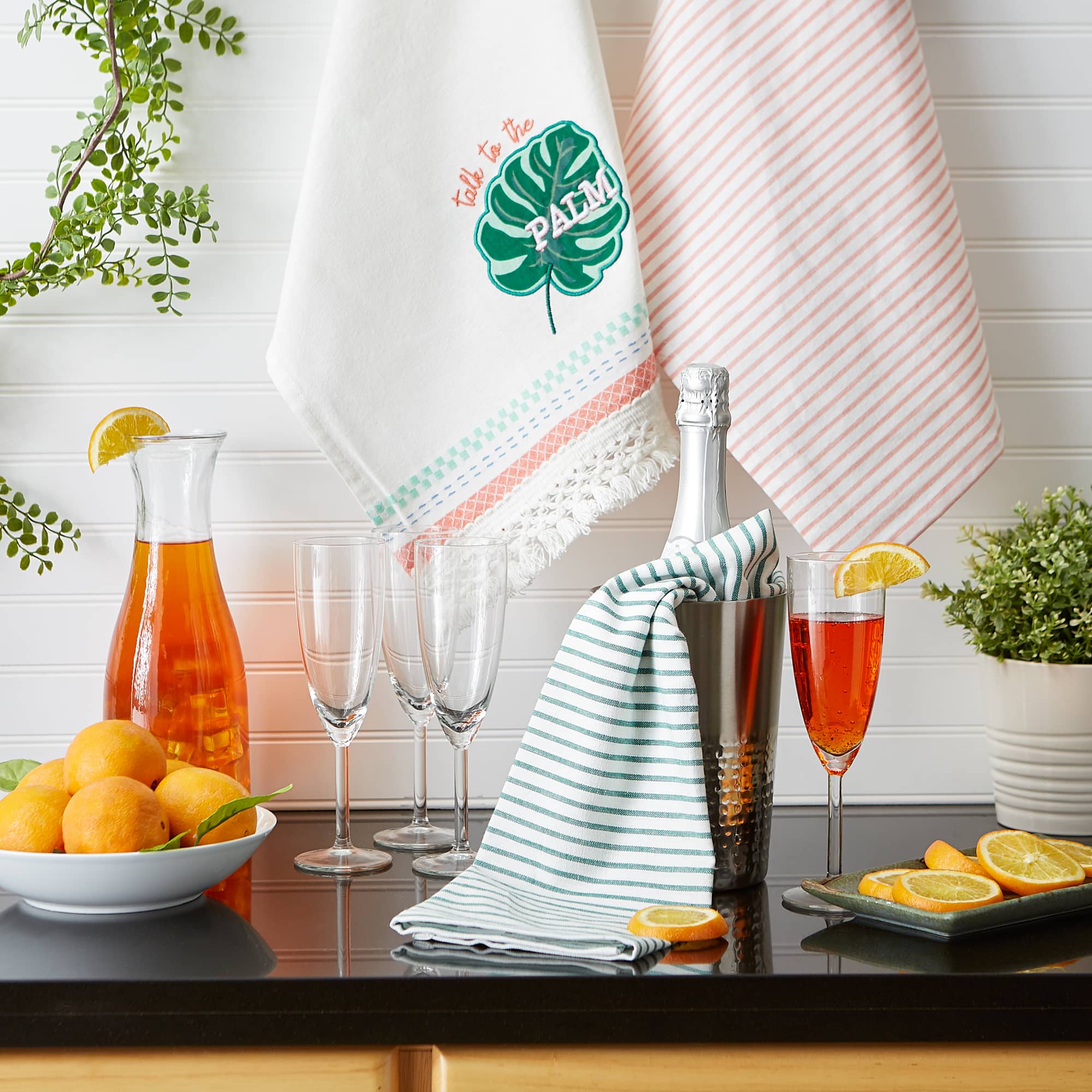 Talk To Palm Embellished Dishtowel (Set of 3)