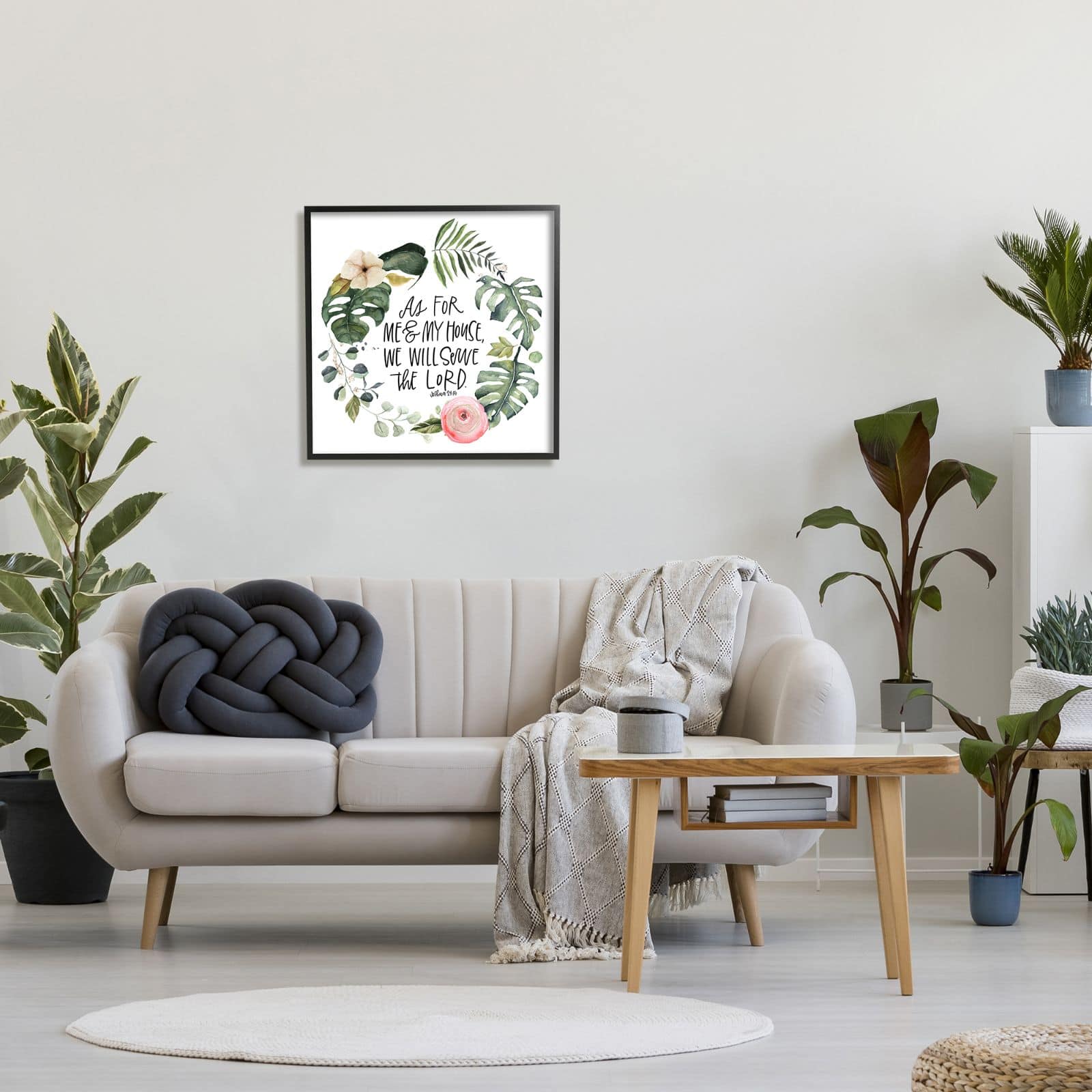 Stupell Industries Serve the Lord Joshua 24:15 Tropical Palm Wreathe Framed Wall Art