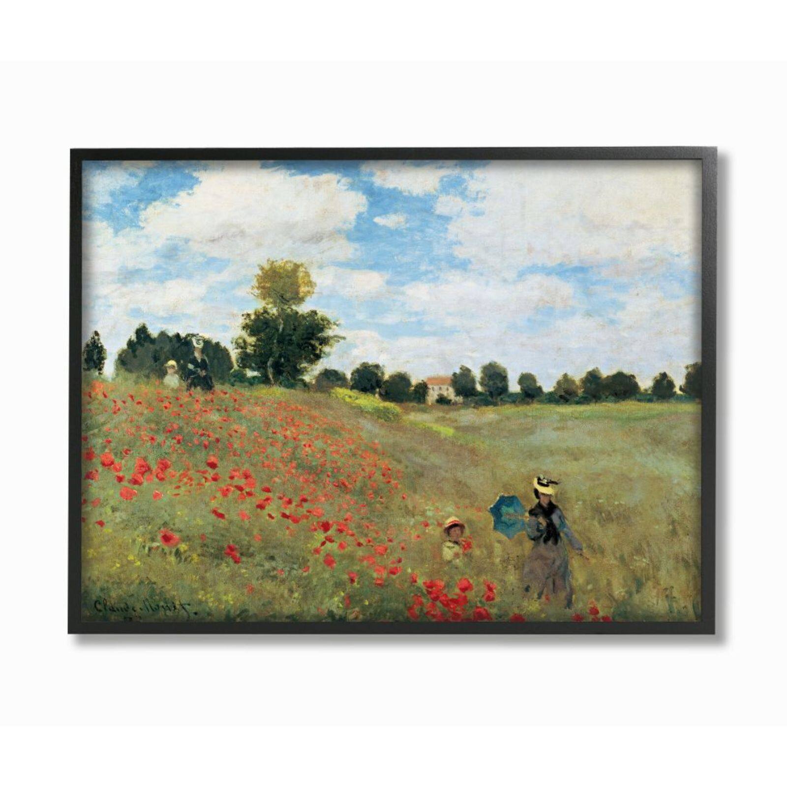 Stupell Industries The Poppy Field by Monet Classic Painting in Frame