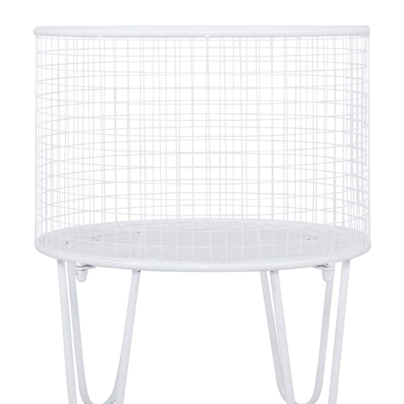 24" White Iron French Country Storage Cart