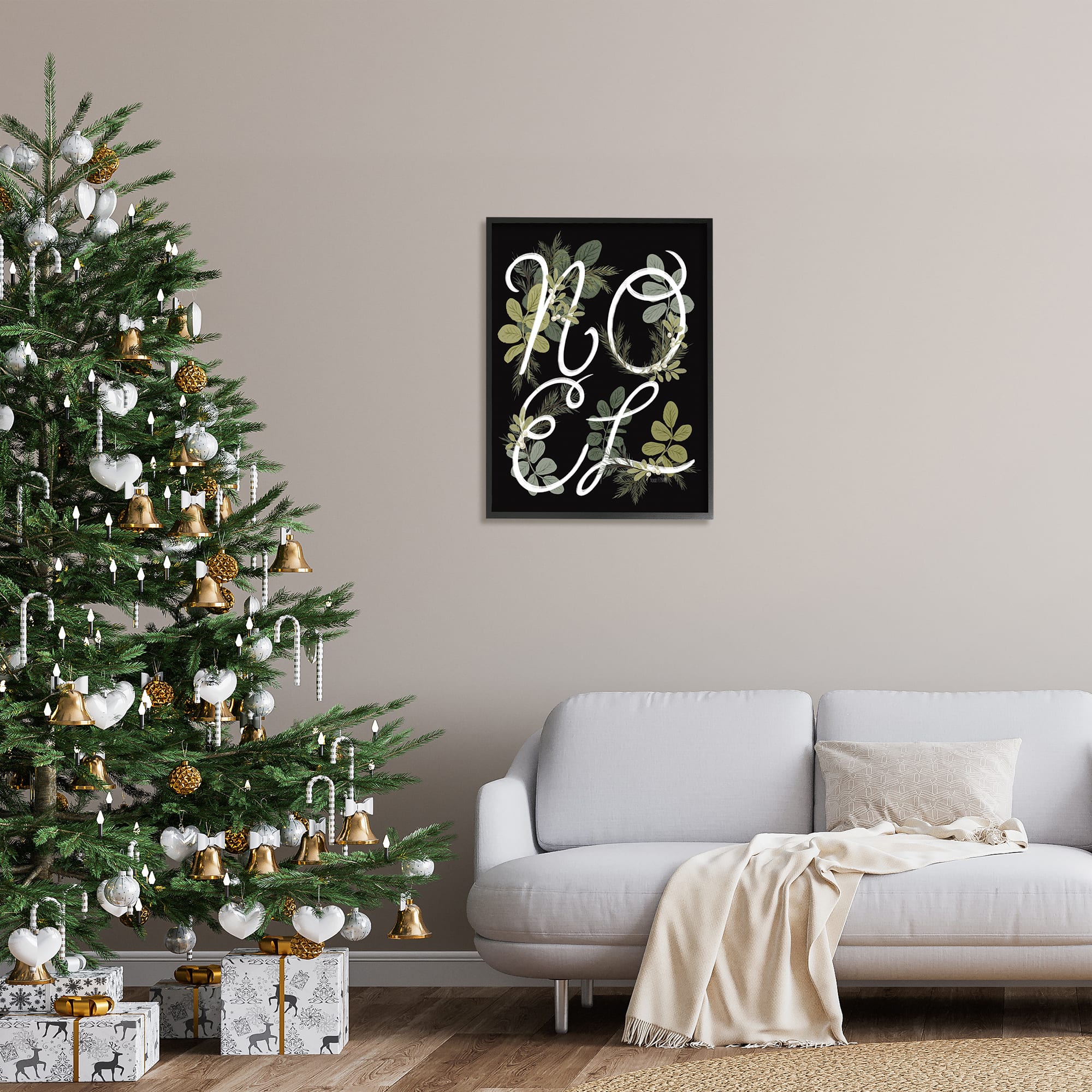 Stupell Industries Noel Intertwined Botanical Leaves Framed Giclee Art