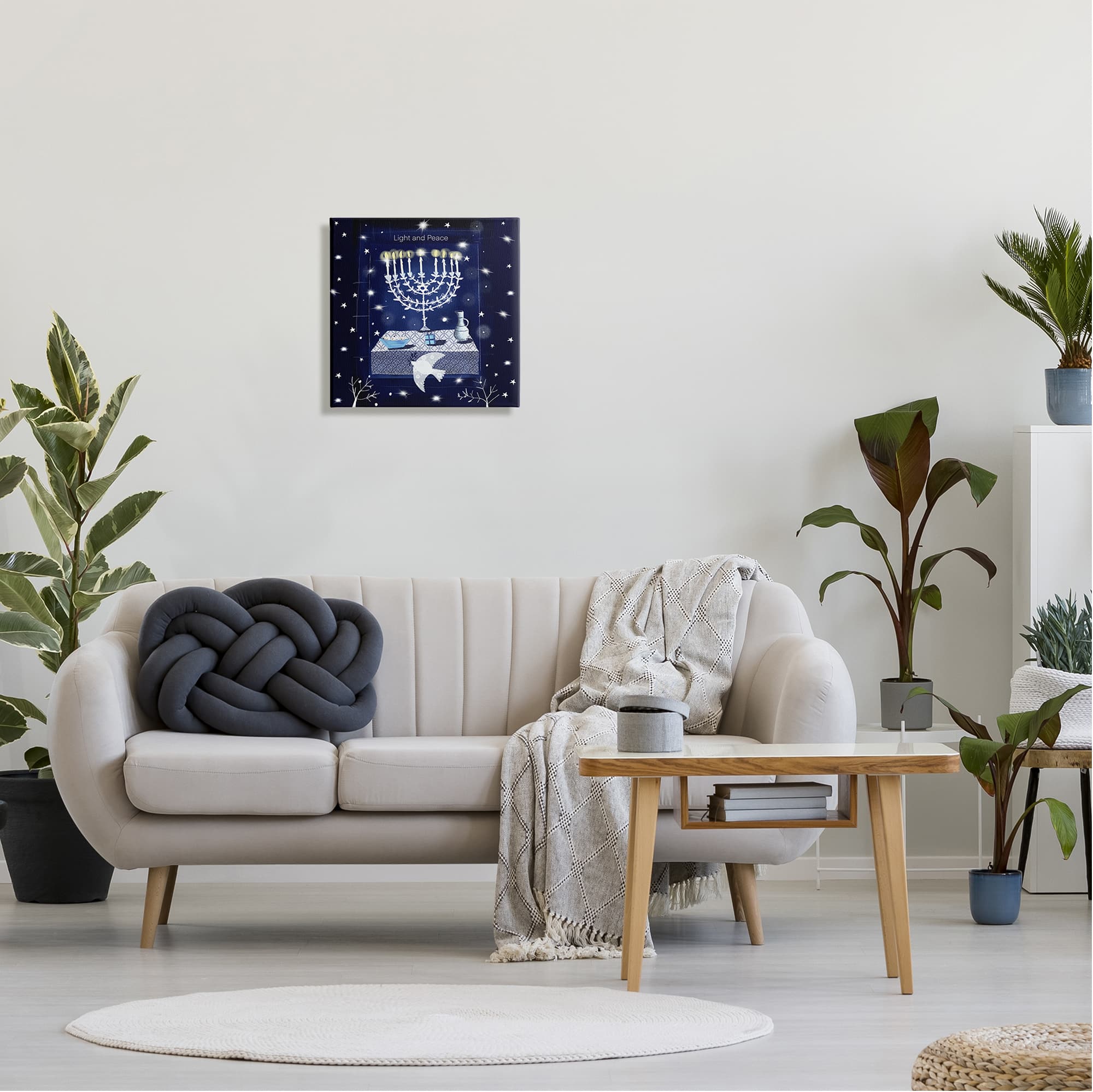 Stupell Industries Light & Peace Menorah Stars Canvas Wall Art