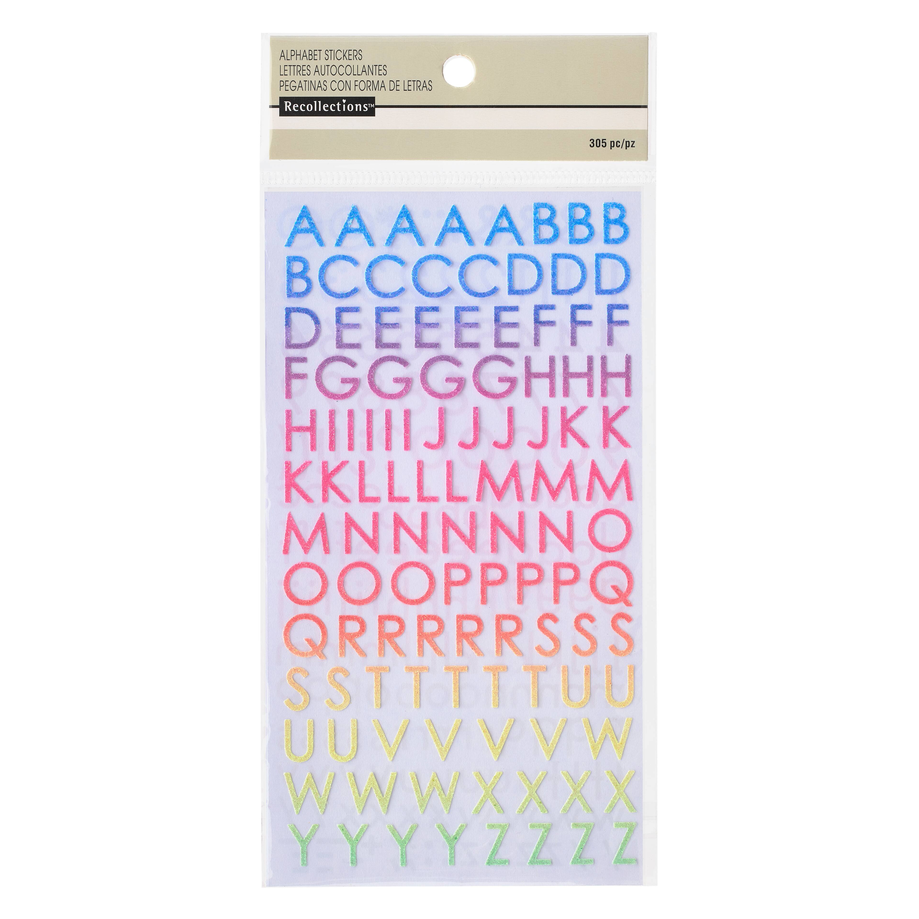 12 Pack: Small Rainbow Glitter Alphas by Recollections™