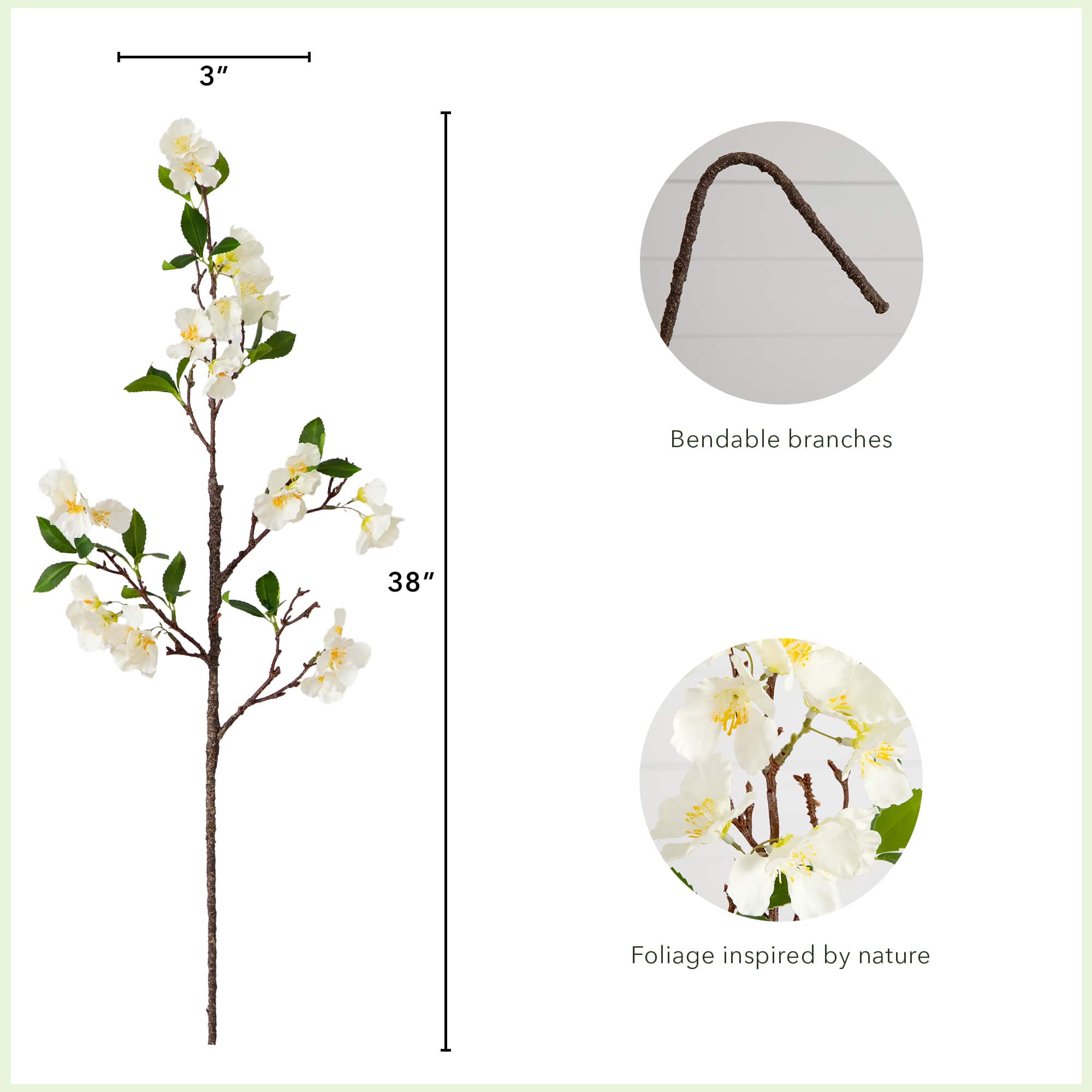 38" White Blossom Flower Stems, 3ct.