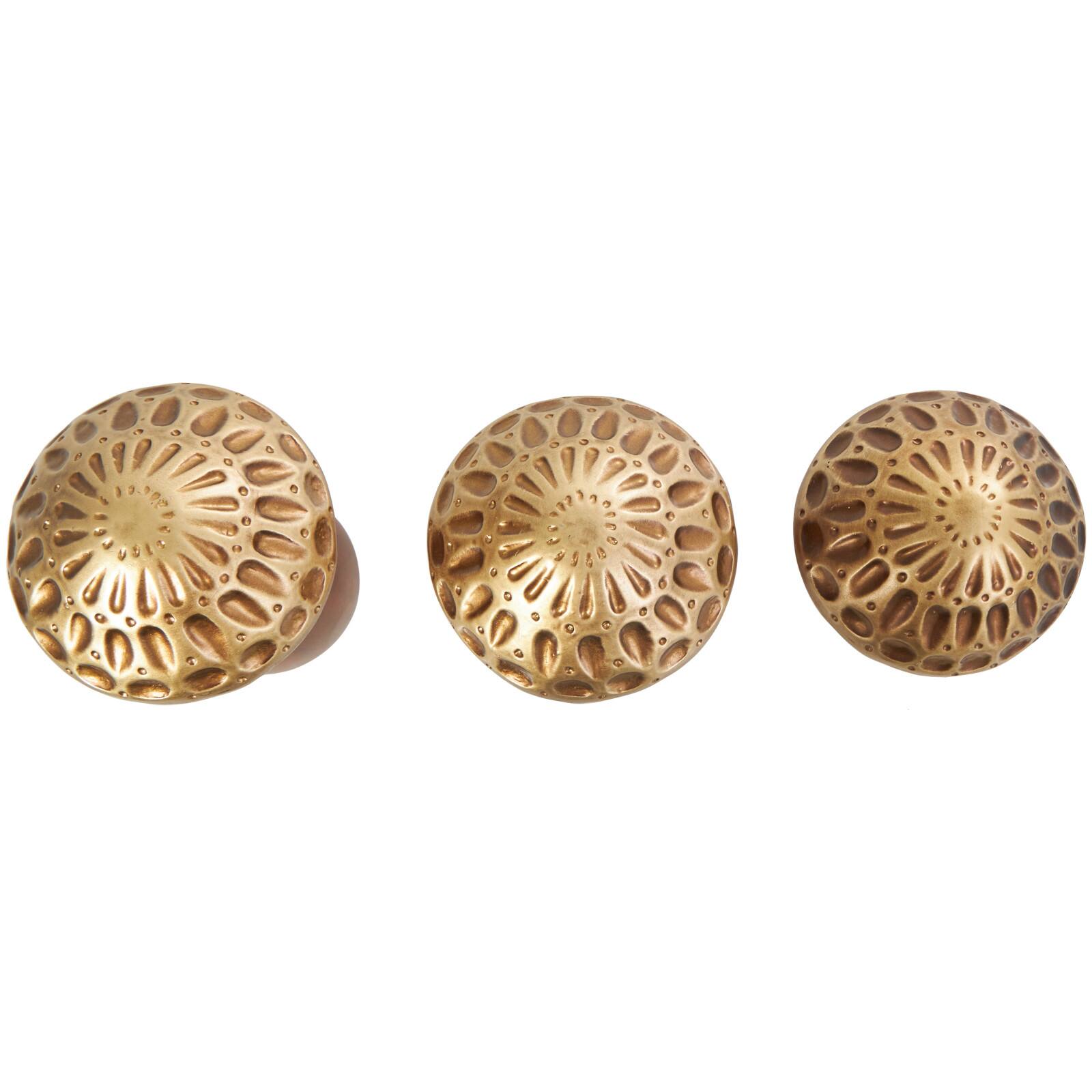 Brown & Gold Wood Mushroom Sculpture Set