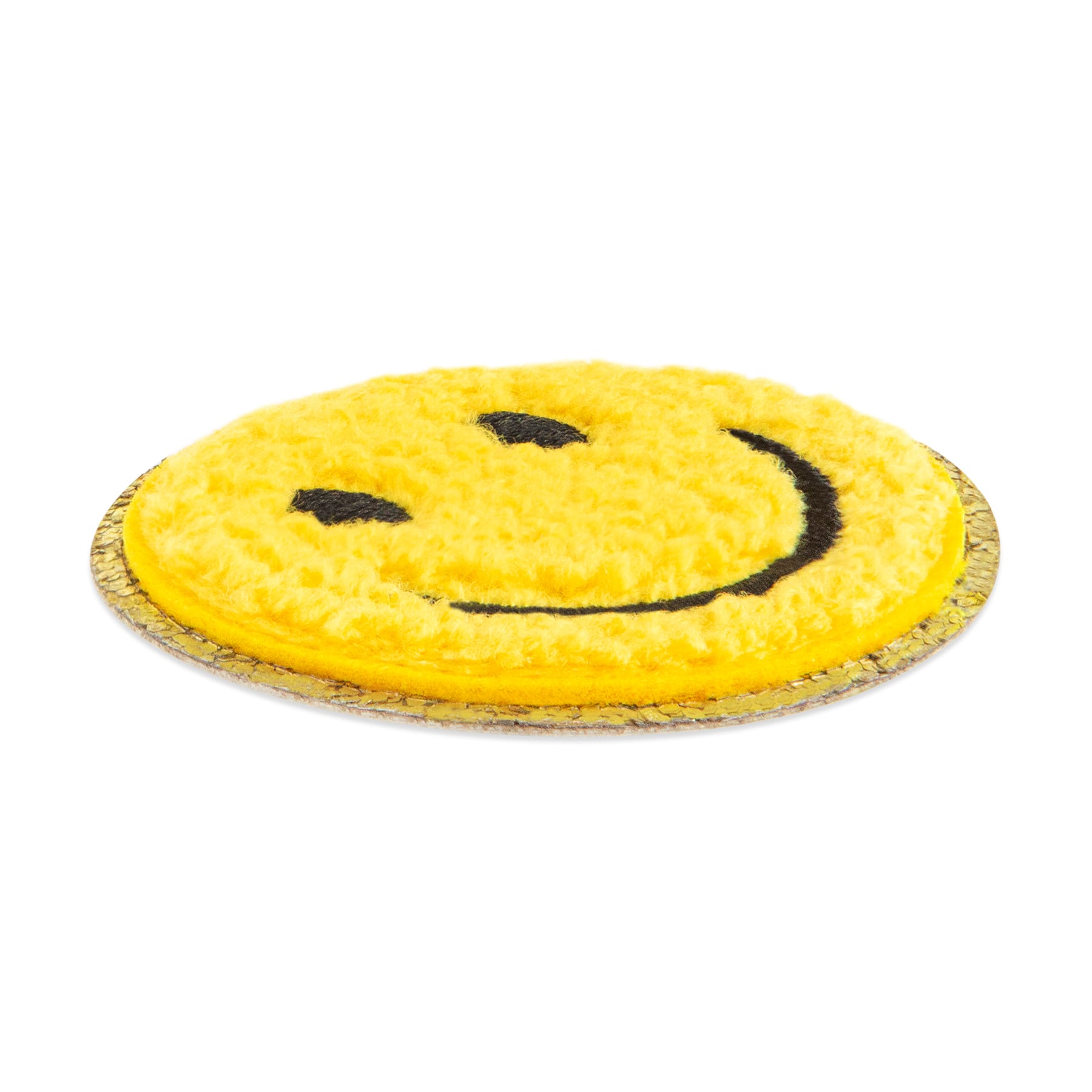 Yellow Embroidered Smiley Face Iron-On & Adhesive Patch by Make Market®