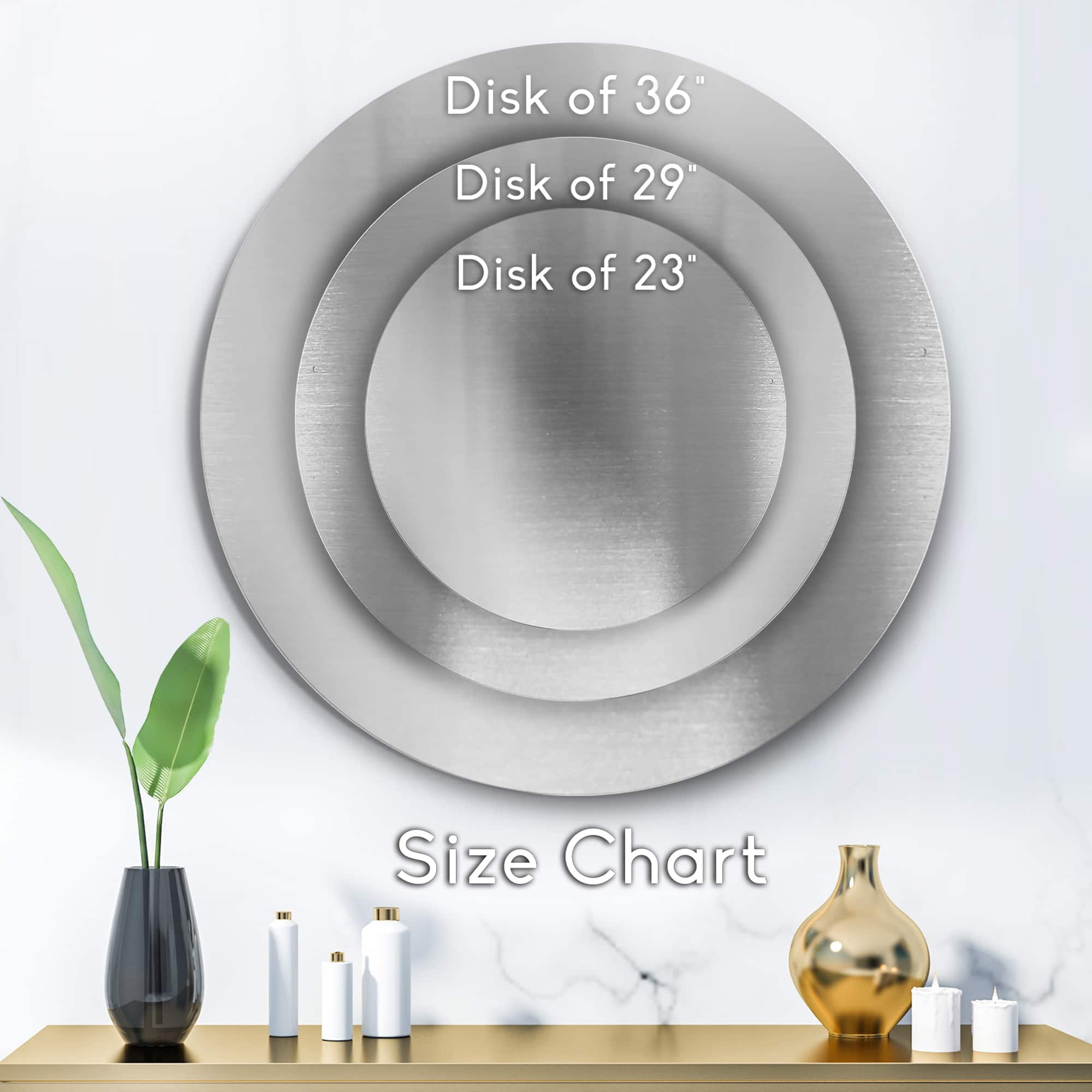 Designart - Abstract Geometrical Moon With Leaf III - Modern Metal Circle Wall Art