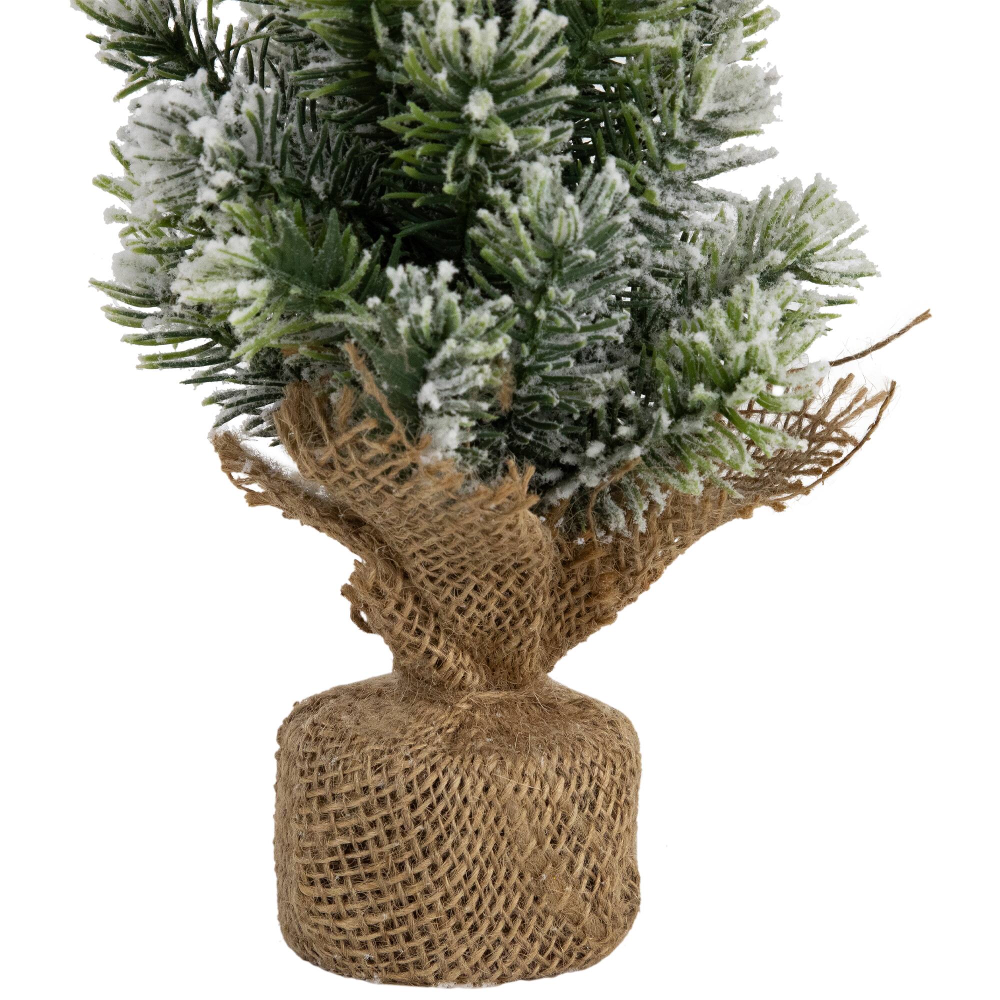 8.5", 12.5", & 17.5" Unlit Flocked Pine Artificial Christmas Trees with Burlap Base Set