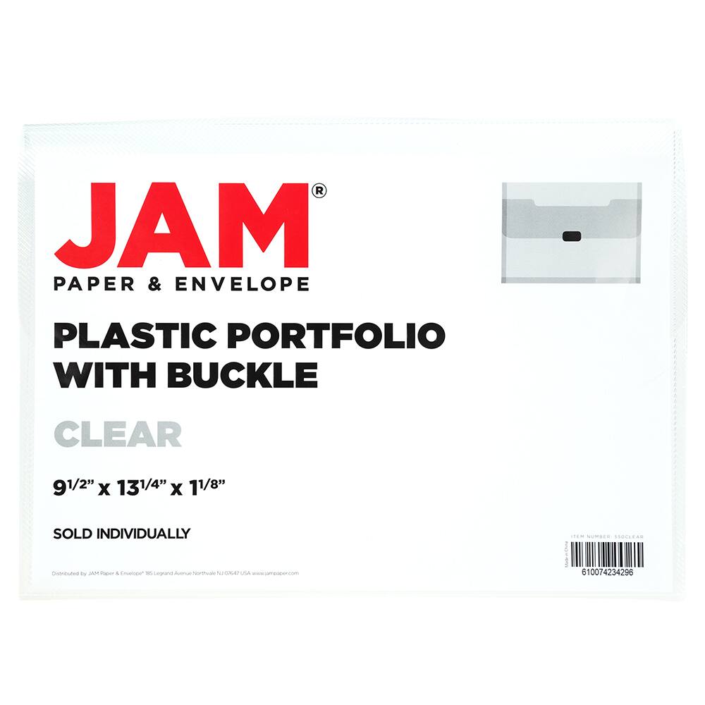 JAM Paper 9.5" x 13.25" Plastic Box Portfolio with Center Buckle