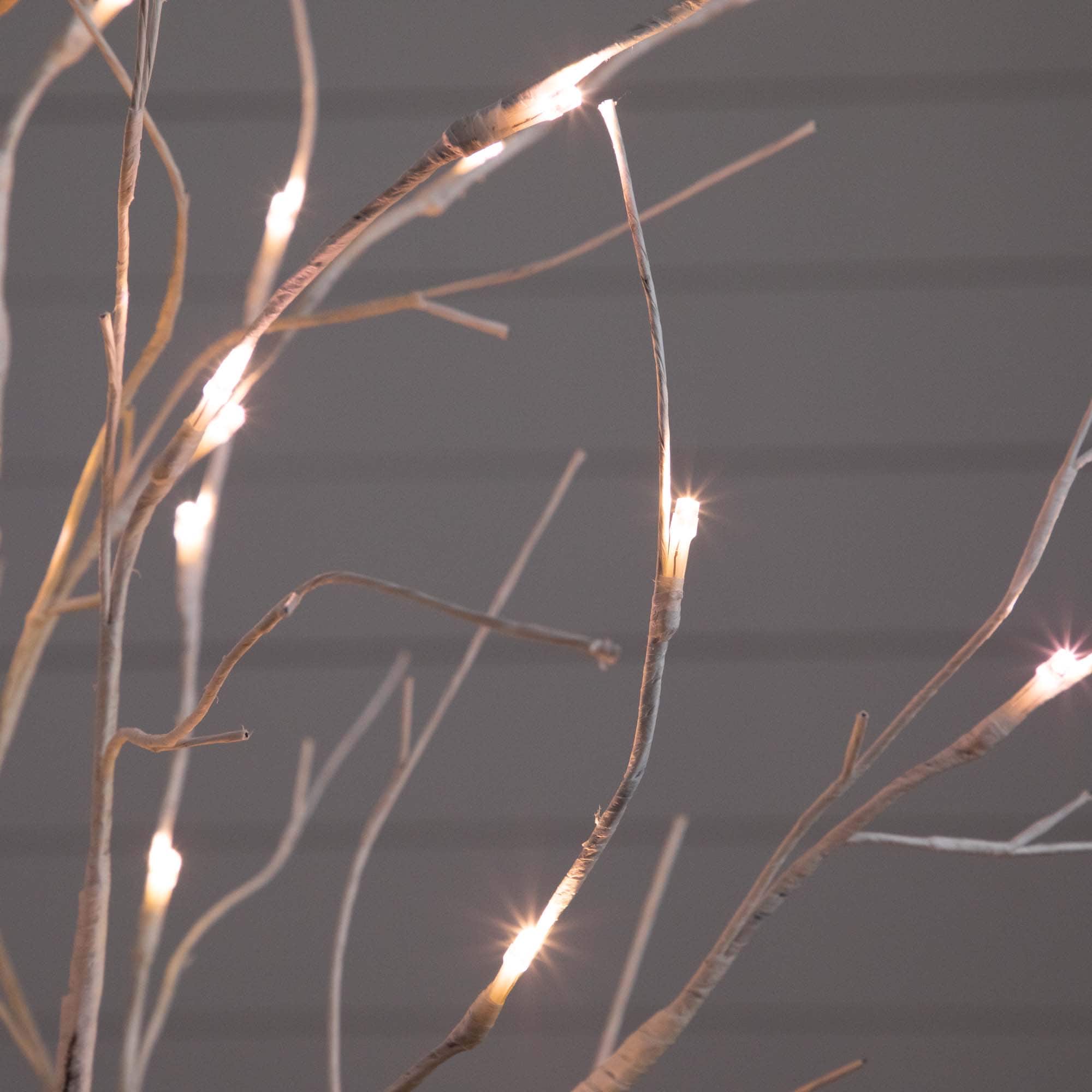 4ft. Pre-Lit White Birch Artificial Christmas Tree, White LED Lights