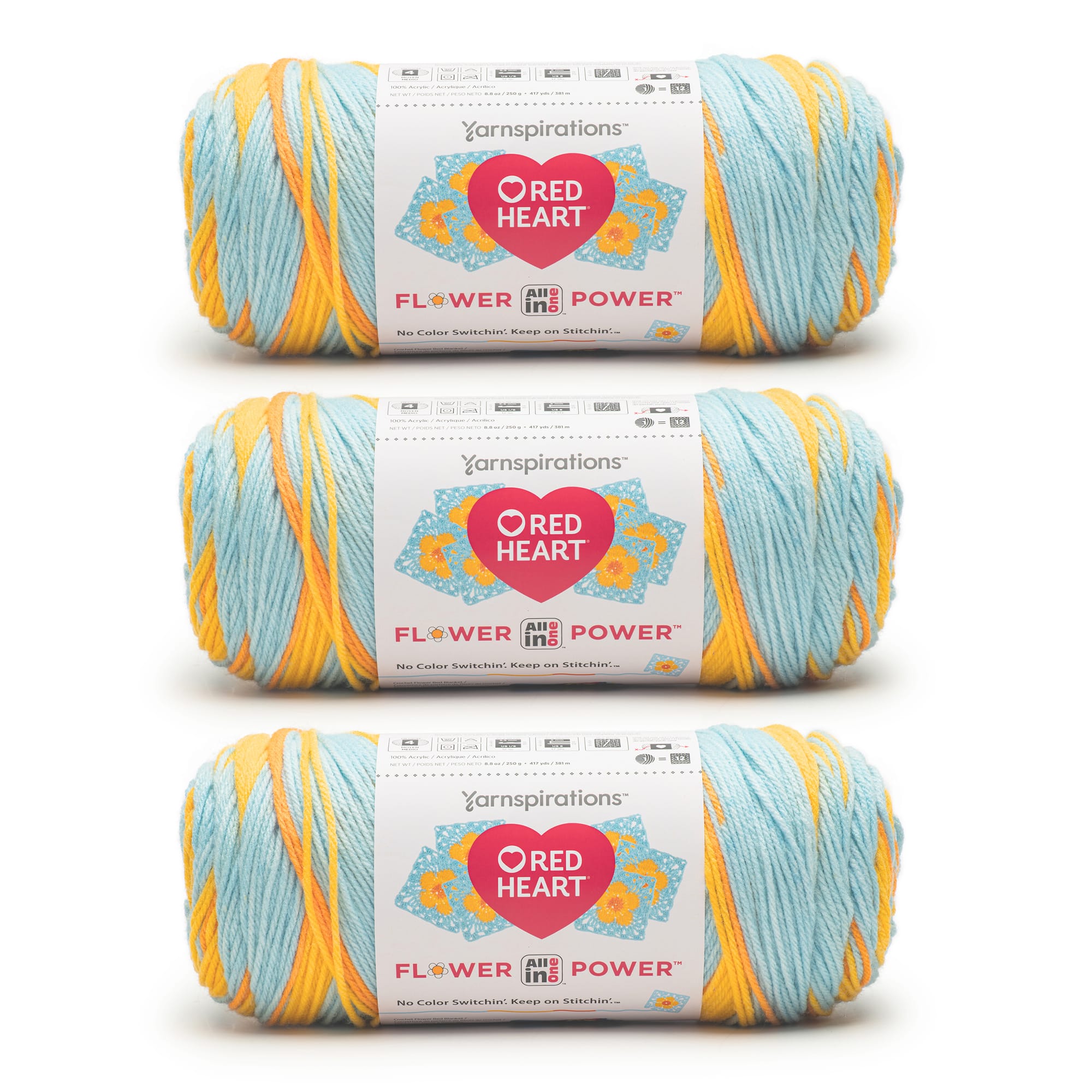 3 Pack Red Heart® All In One Flower Power™ Yarn