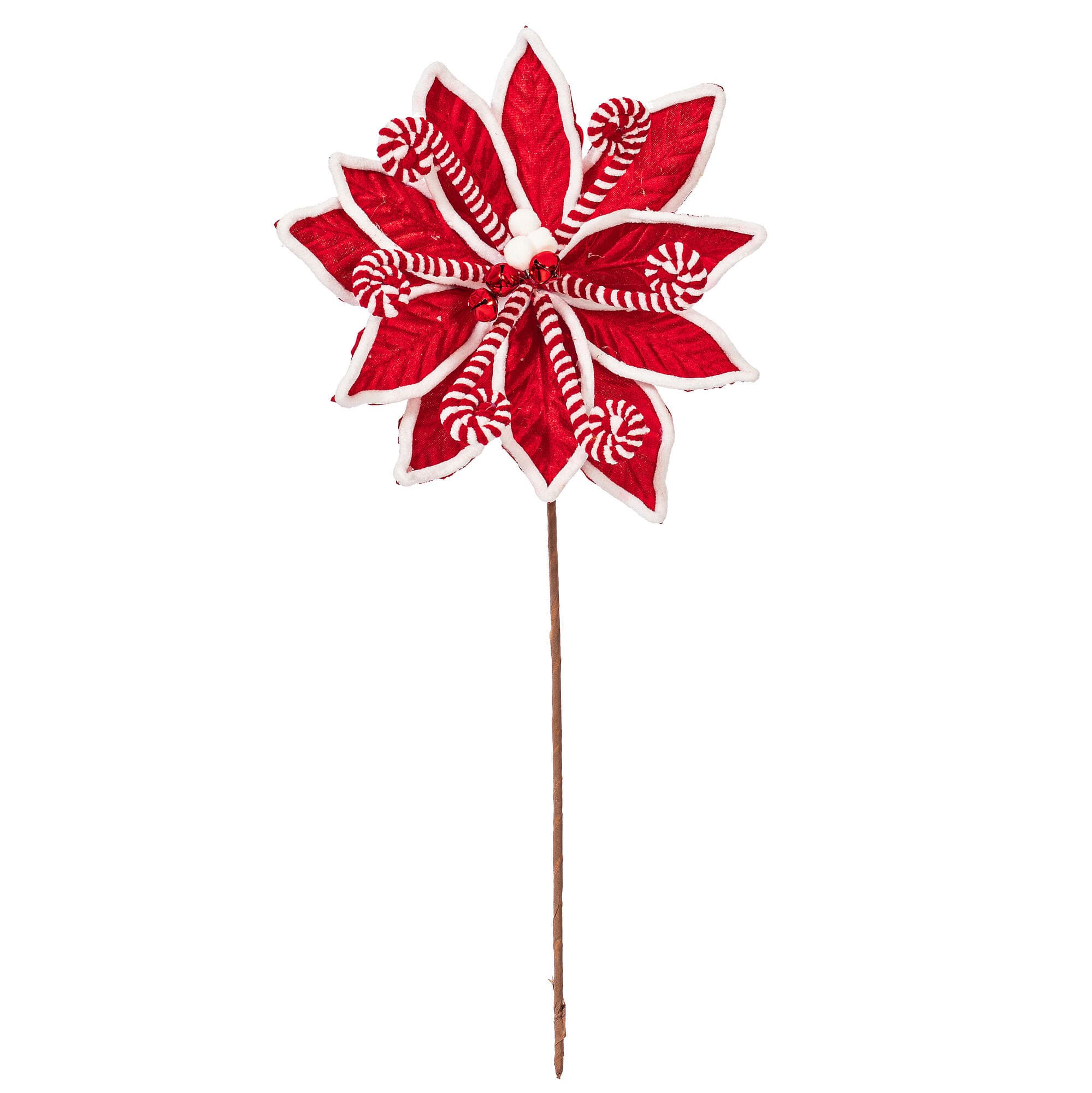Vickerman 21.5" Red & White Candy Cane Poinsettia Artificial Sprays, 4ct.