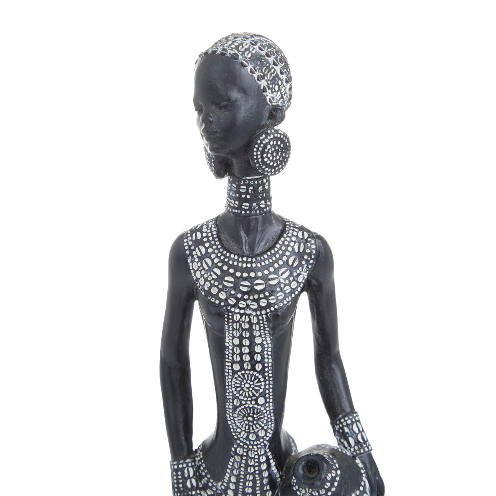 Set of 2 Black Polystone Eclectic Sculptures, 14" x 4" x 3"
