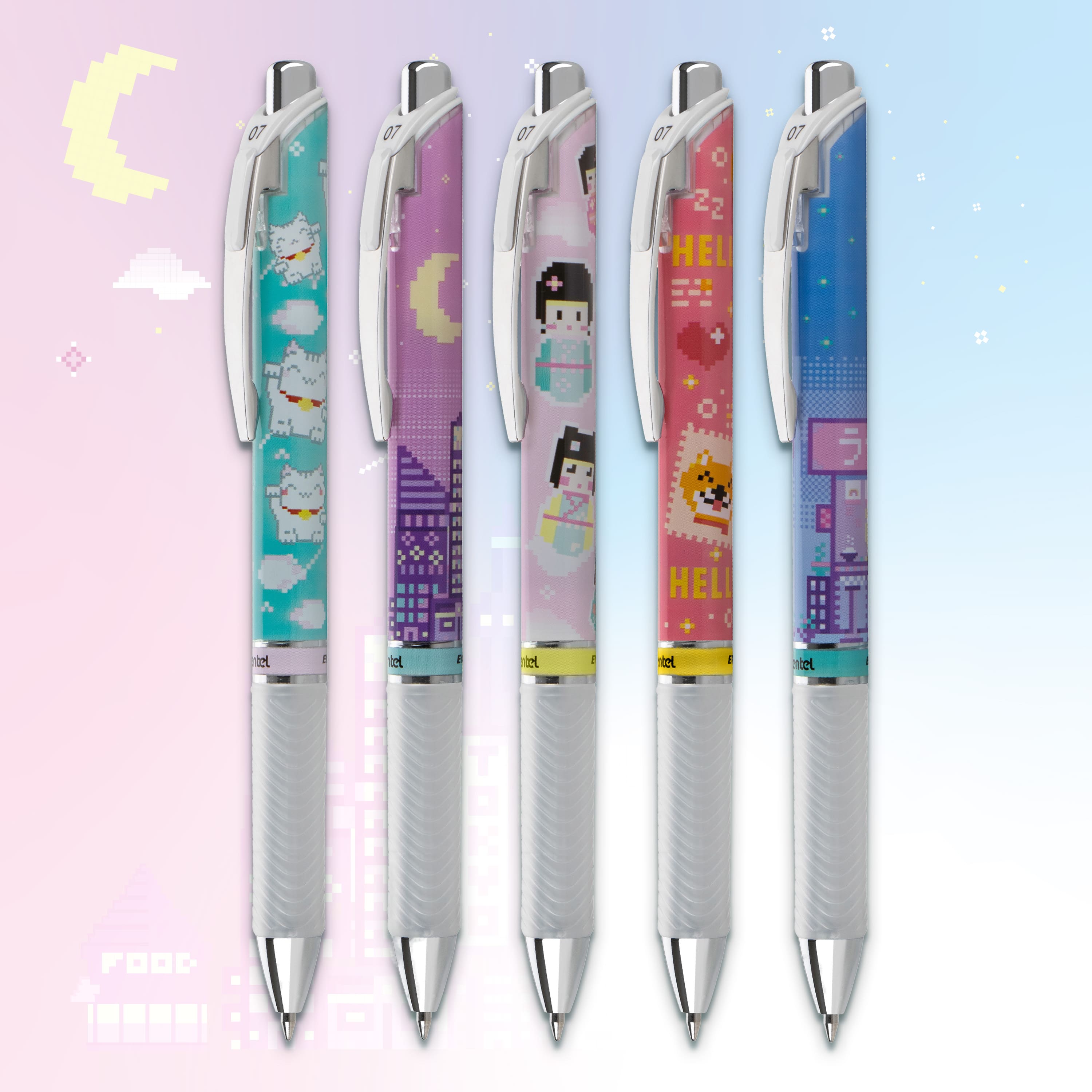 Pentel EnerGel® RTX Kawaii 0.7mm Black Ink Liquid Gel Pen Set