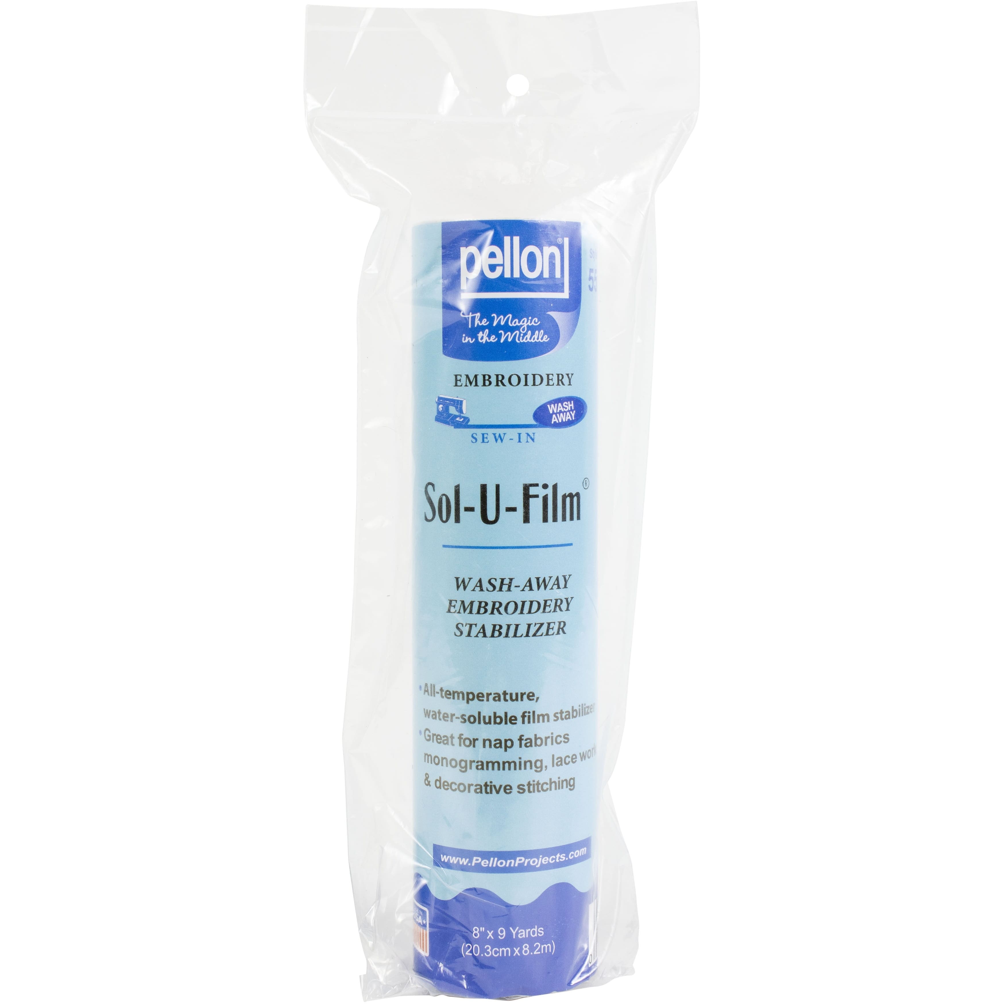 Pellon® Sol-U-Film™ Clear Wash Away Embroidery Stabilizer, 8'' x 9yd.