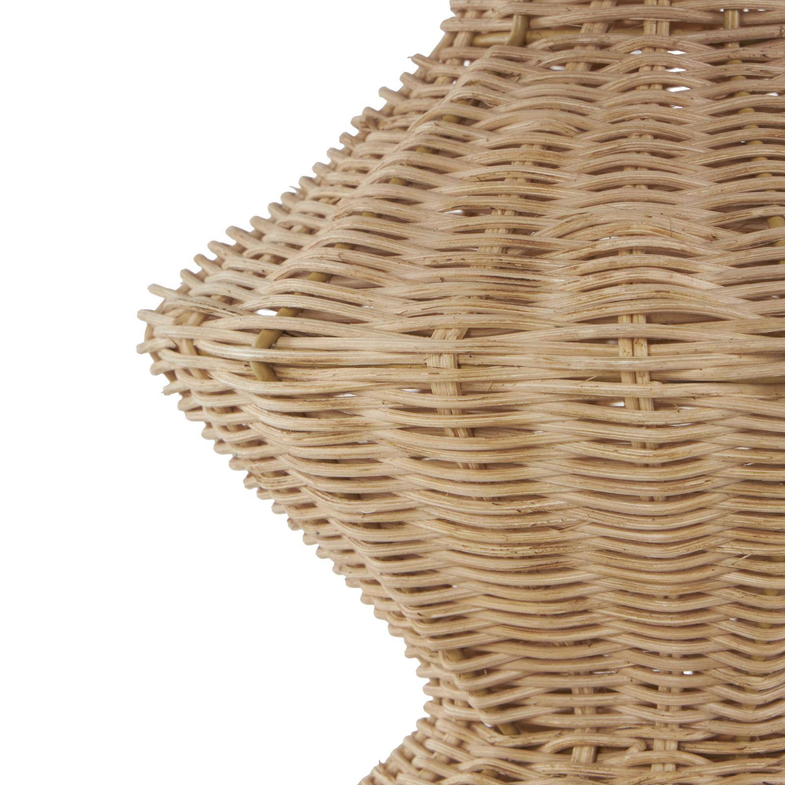 16" Brown Rattan Handmade Fluted Hourglass Vase