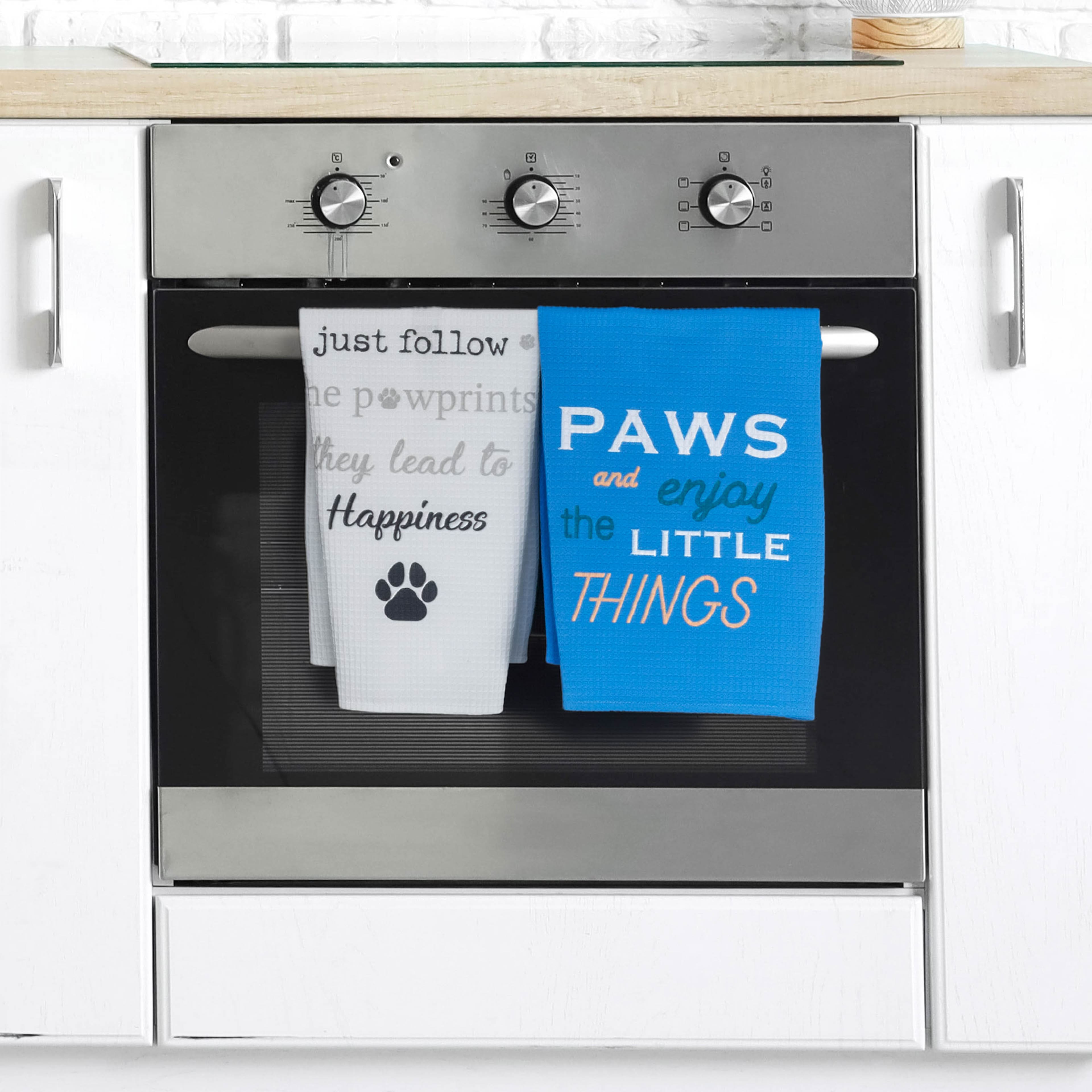 14.5" Blue Paws & Enjoy the Little Things Tea Towel