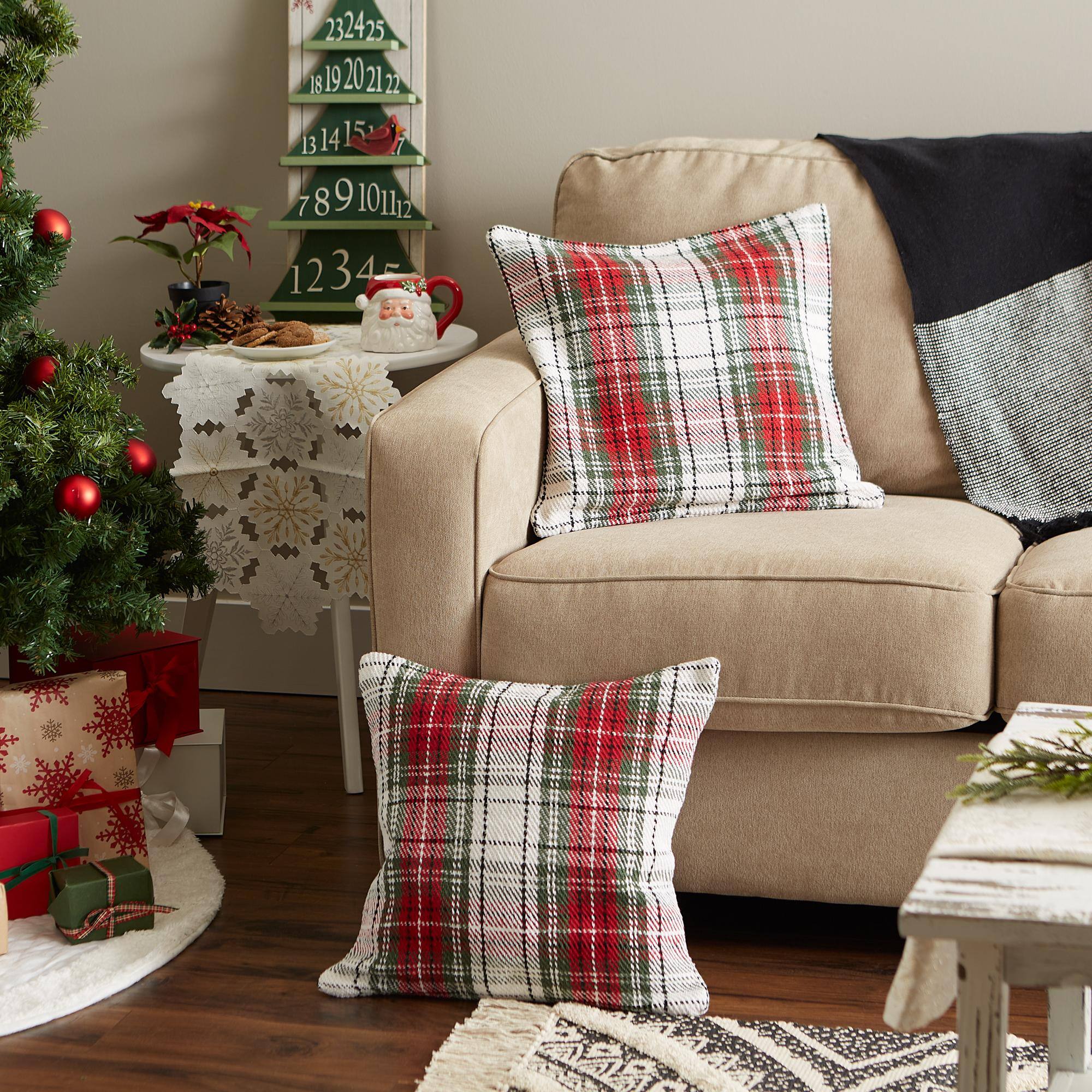 DII® 18"x 18" Plaid Pillow Cover Set