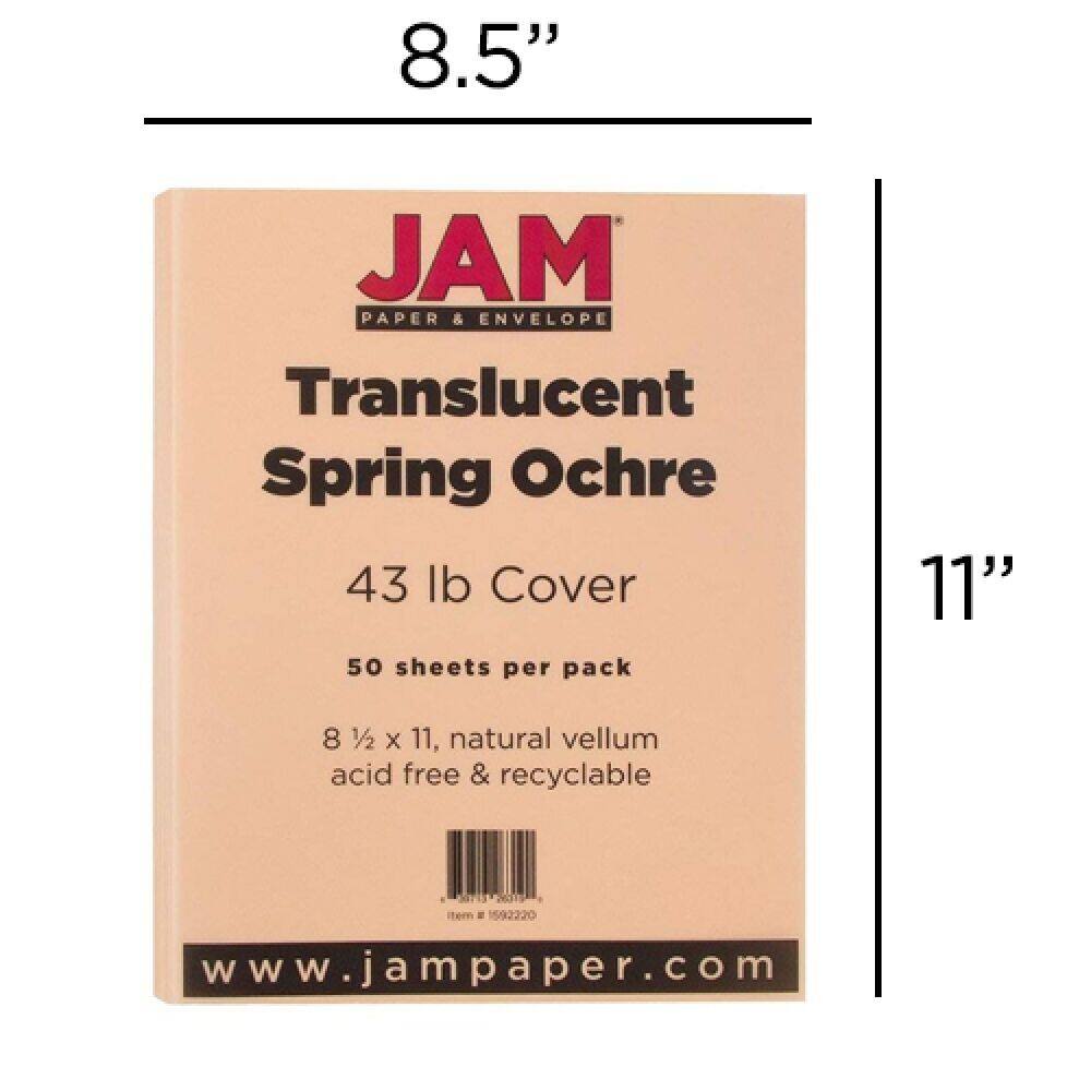 JAM Paper Translucent 8.5" x 11" 43lb. Vellum Cardstock, 50 Sheets