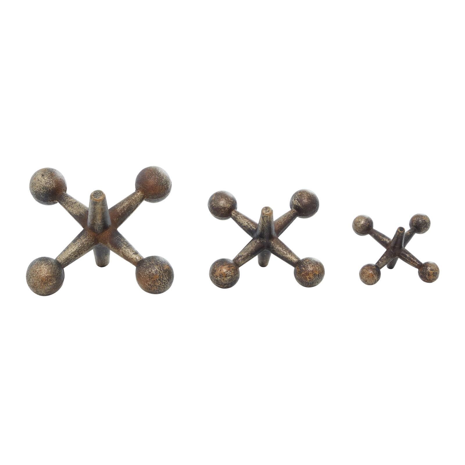 Gold Metal Modern Geometric Sculpture Set