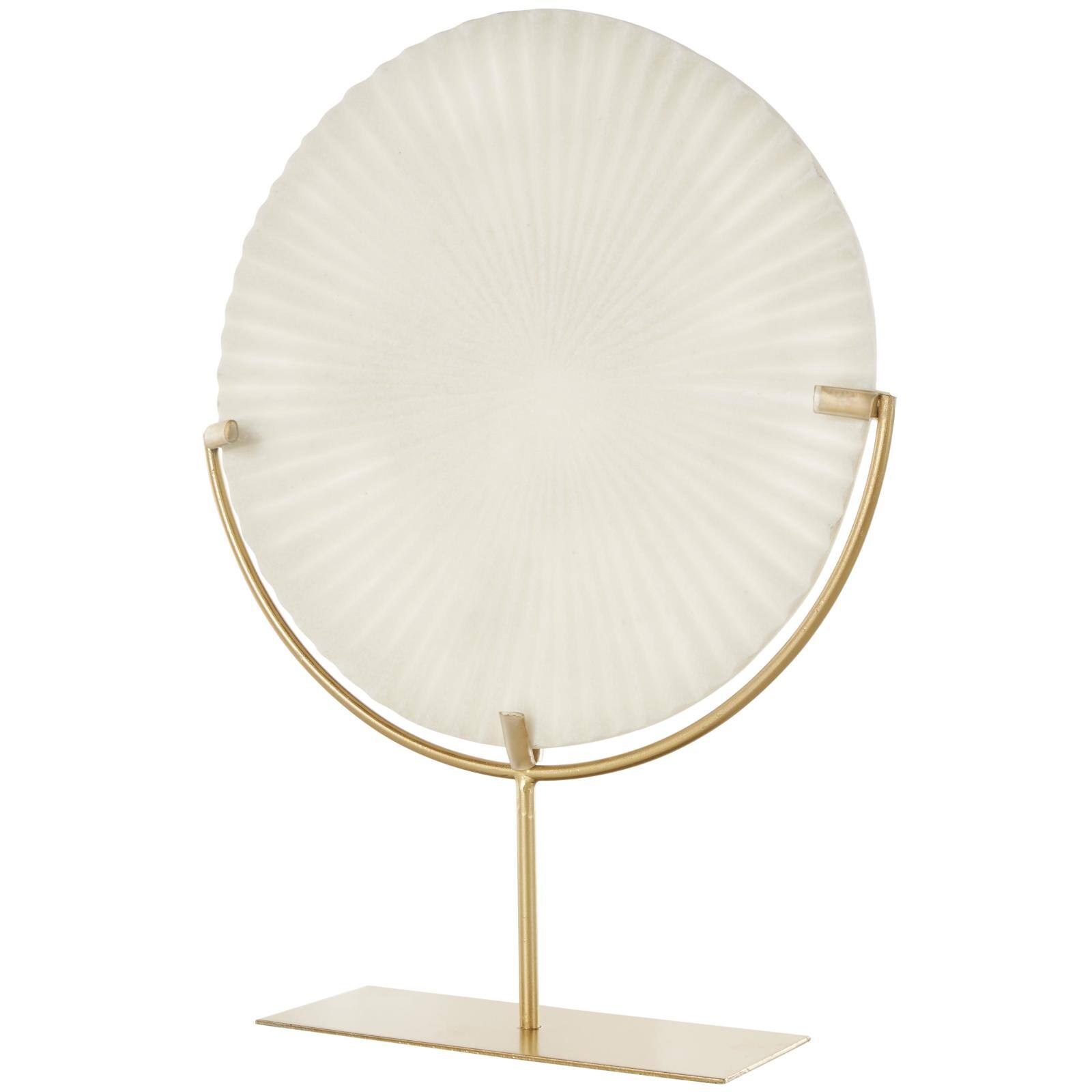 19" Cream & Gold Circle Disk Decorative Sculpture 