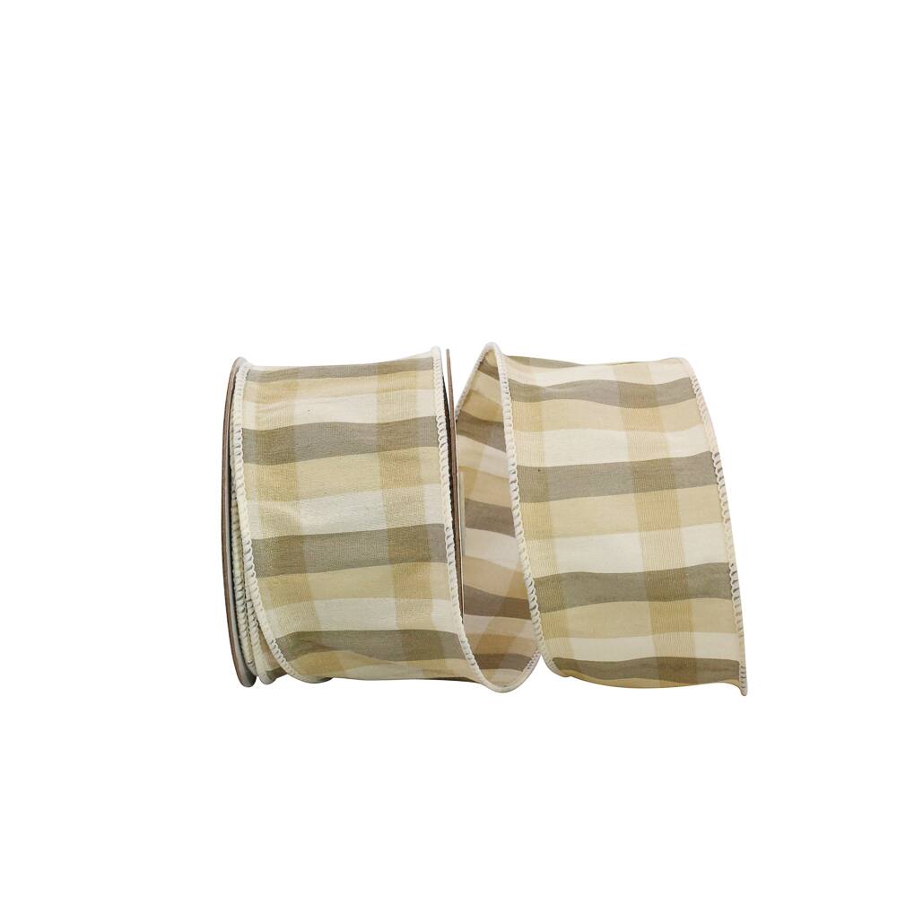 JAM Paper 2.5" x 10yd. Multicolor Chandler Check Wired Edge Ribbon