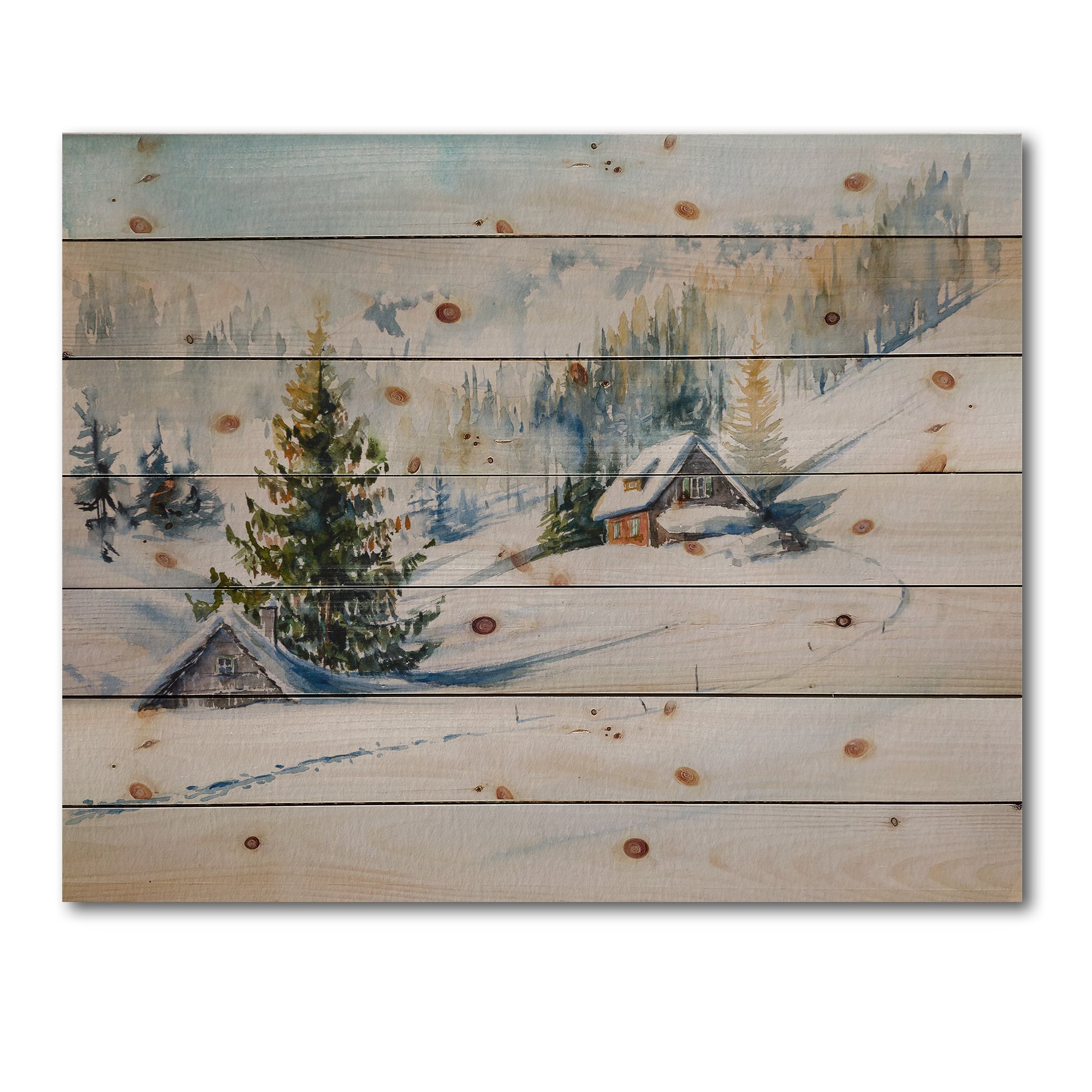 Designart - Little House In The Winter Mountains