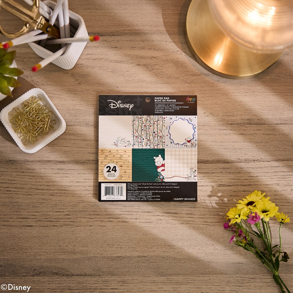 The Happy Planner® Disney© Hunny Fields 6" x 6" Scrapbooking Paper Pad, 24 Sheets