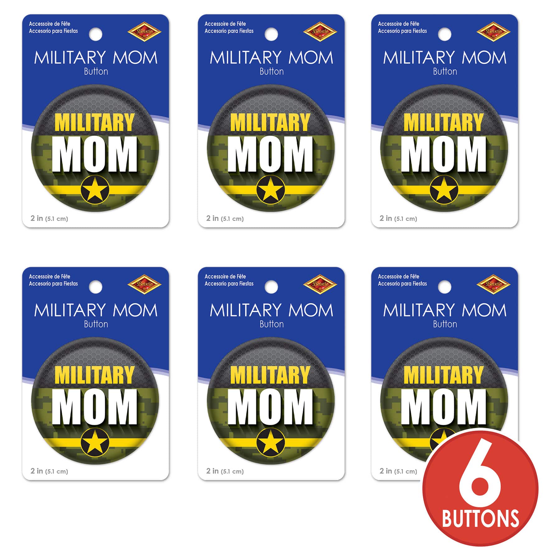 Beistle 2" Camouflage Military Mom Buttons, 6ct.