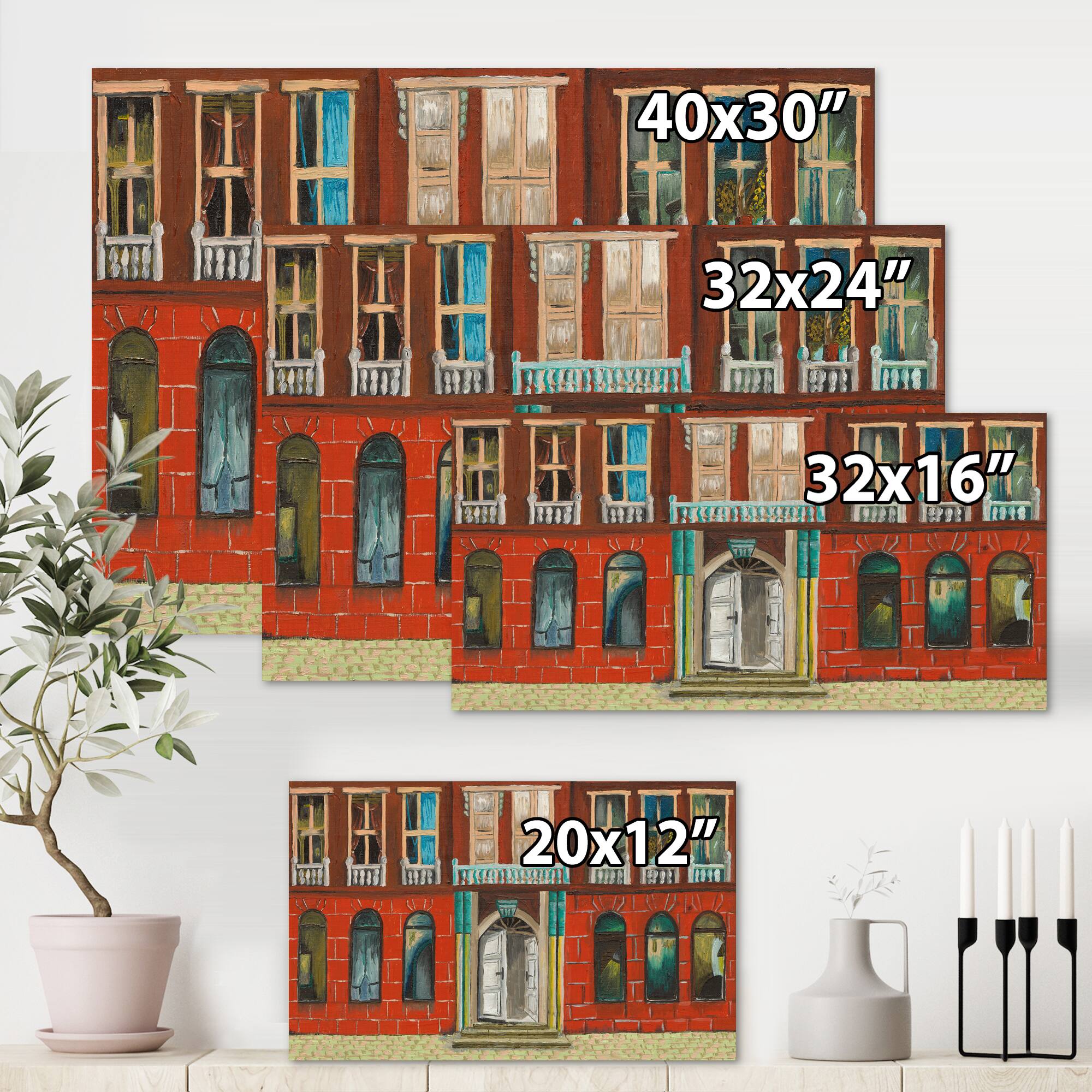 Designart - Red Facade of Shop In Paris II - French Country Canvas Wall Art Print