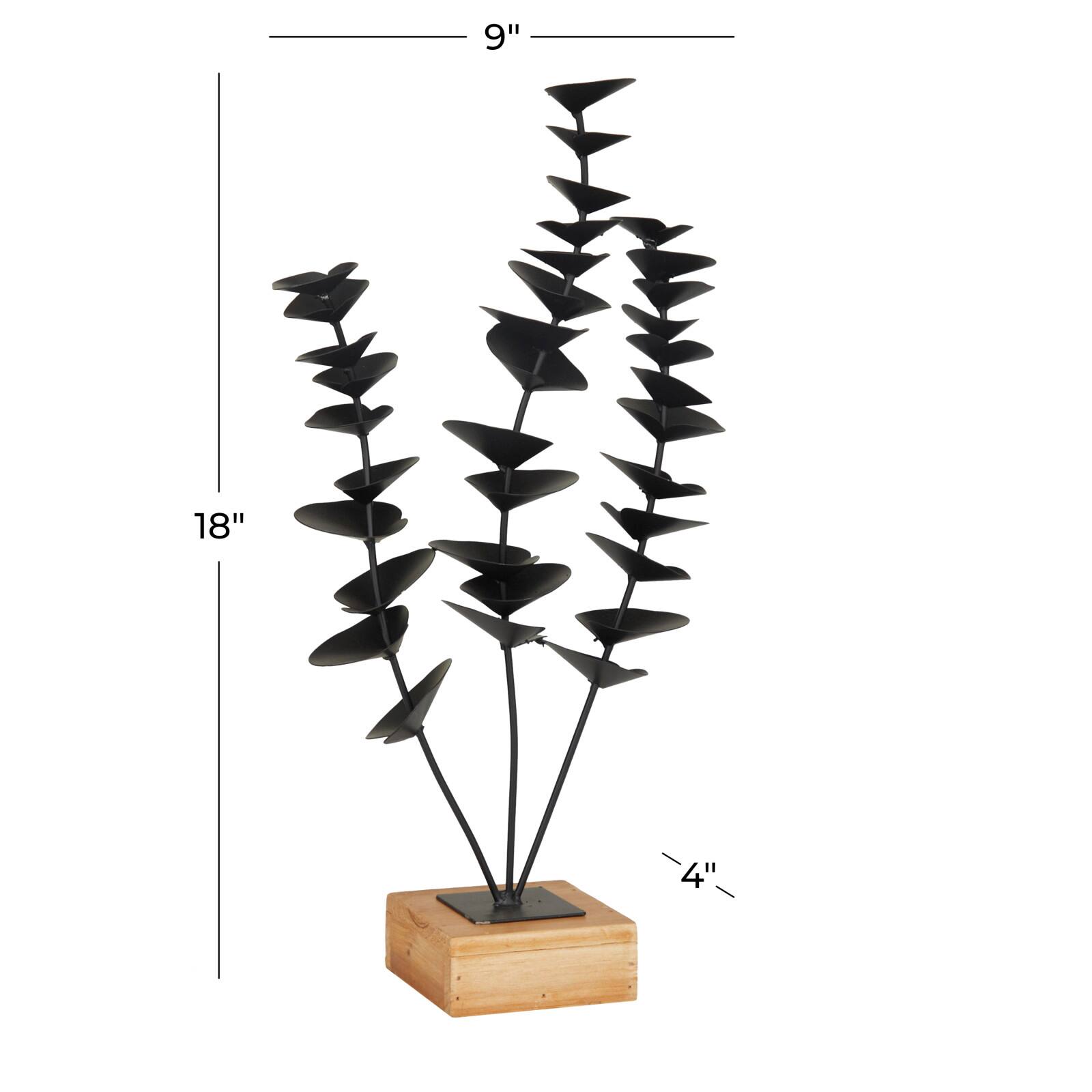 Black Metal Contemporary Floral Sculpture 18" x 9" x 4"
