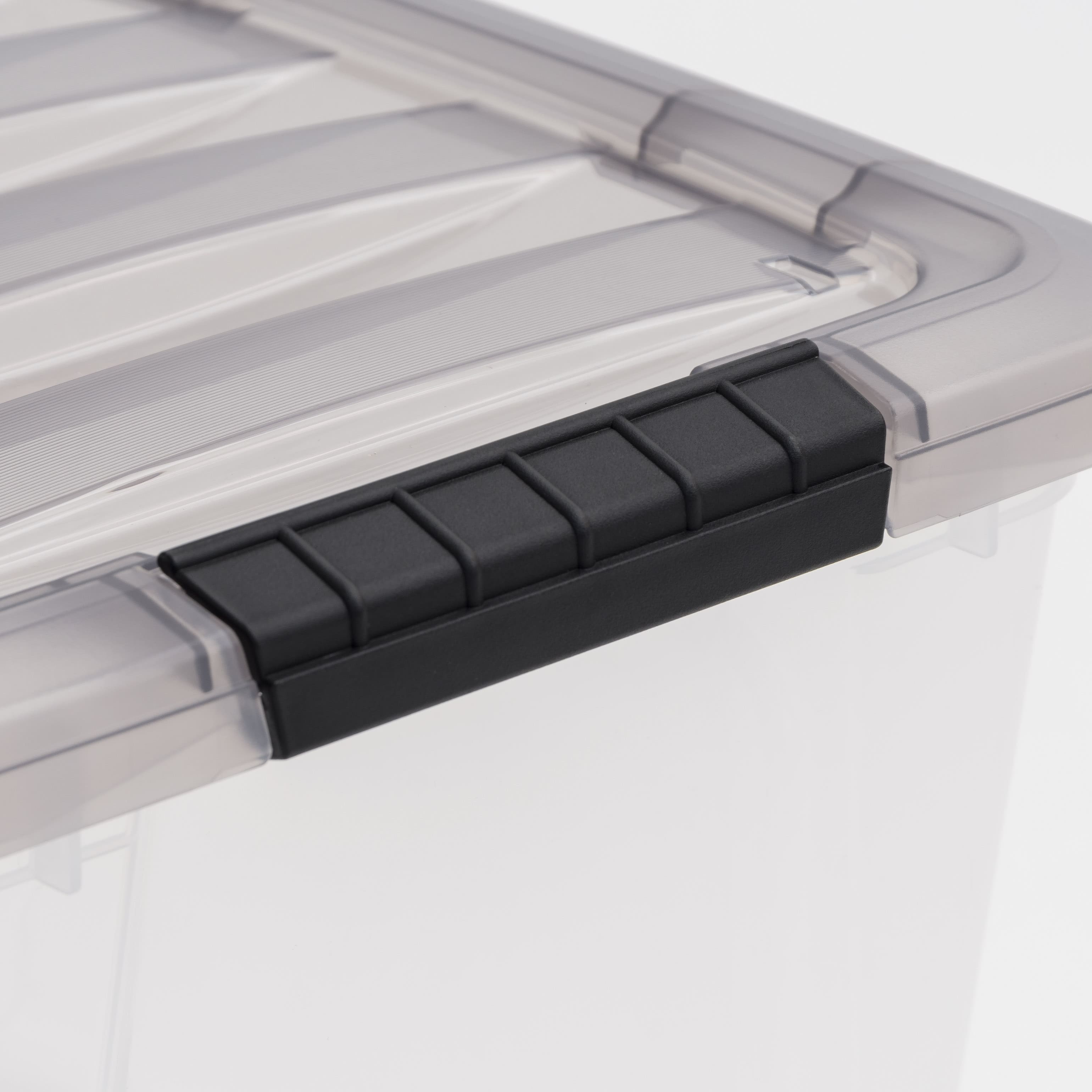 IRIS® Stack & Pull™ Clear Storage Box with Gray Lid