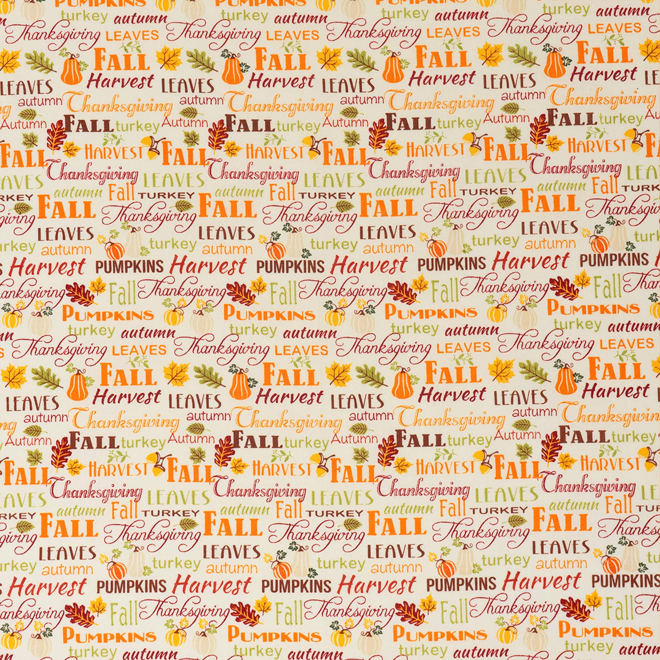 SINGER Fall Words Print Cotton Fabric